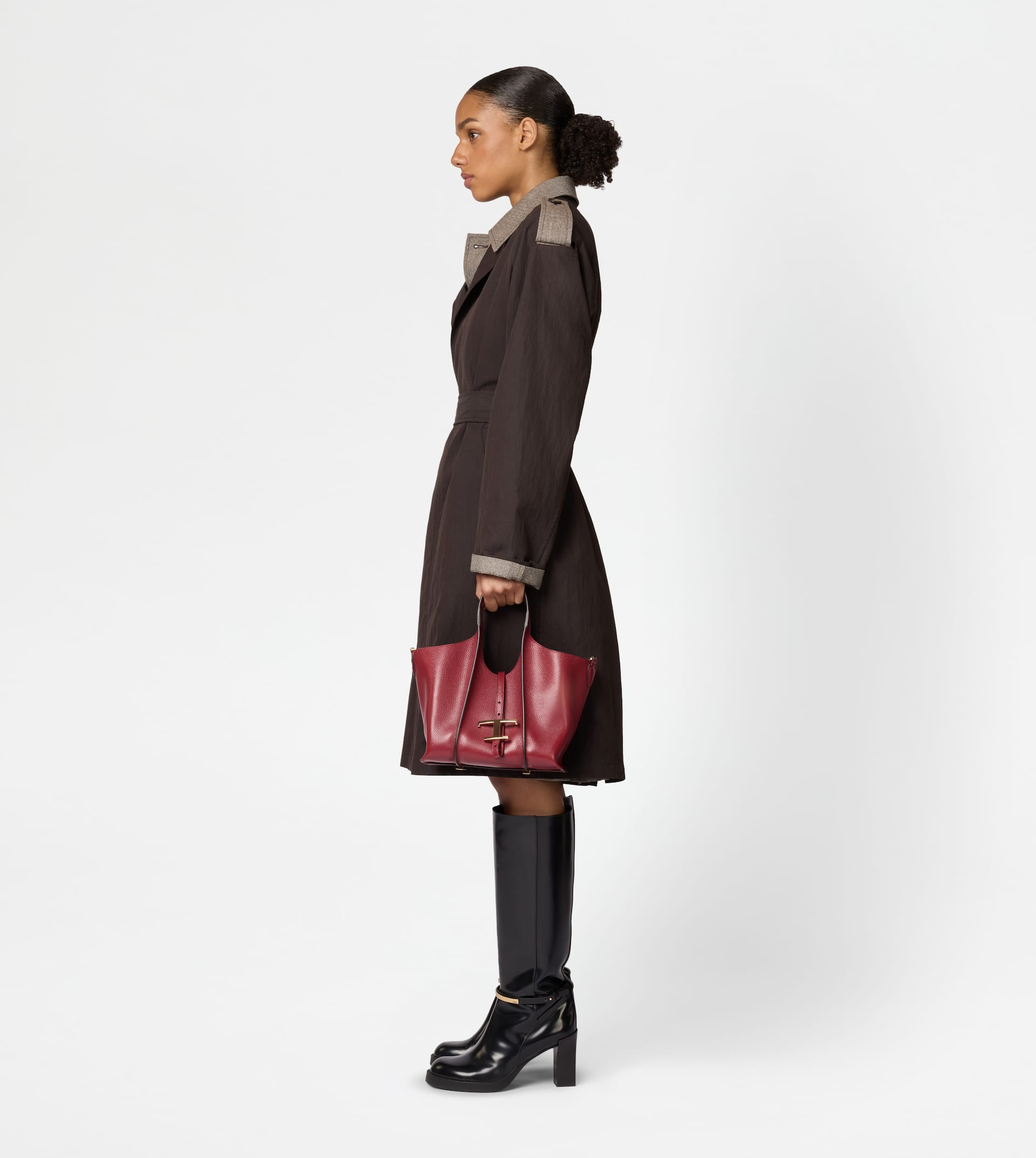 T TIMELESS SHOPPING BAG IN LEATHER MINI - RED - 8