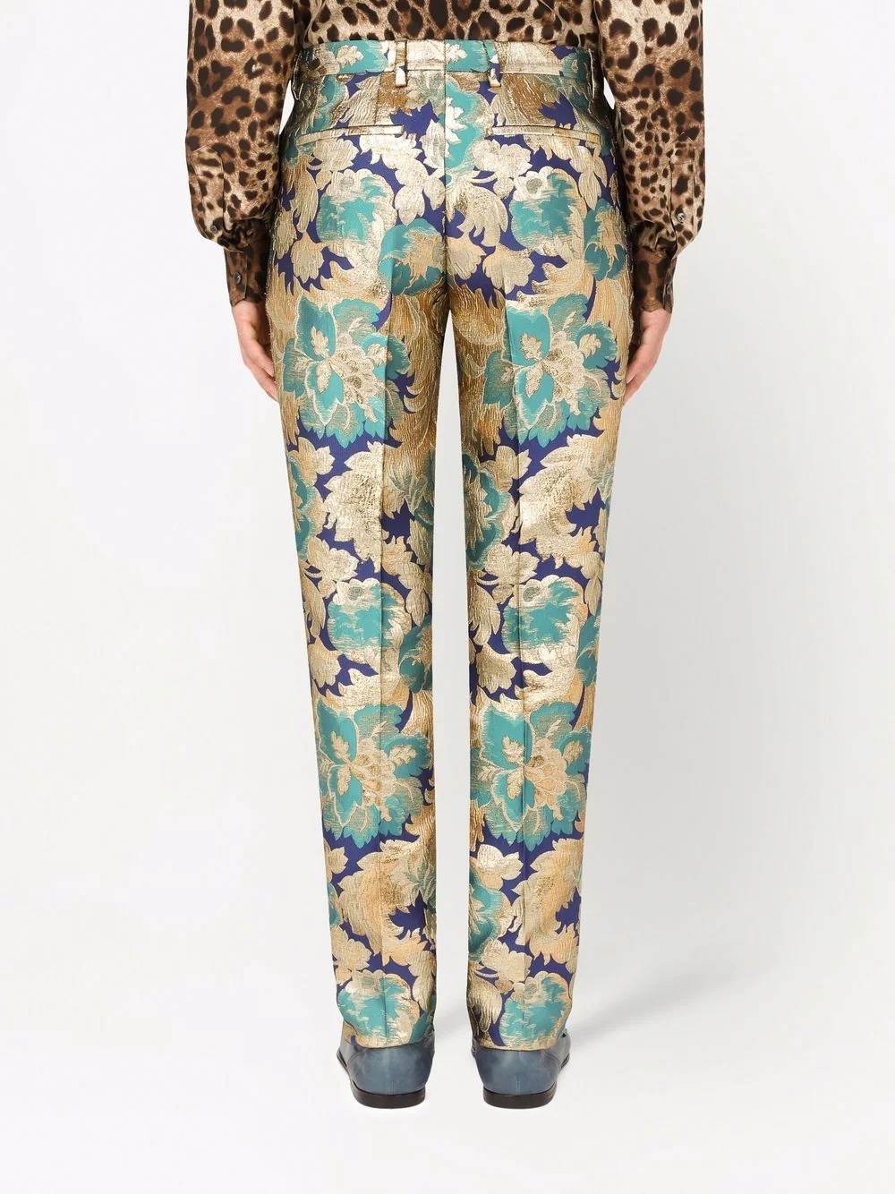 patterned jacquard tailored trousers - 4