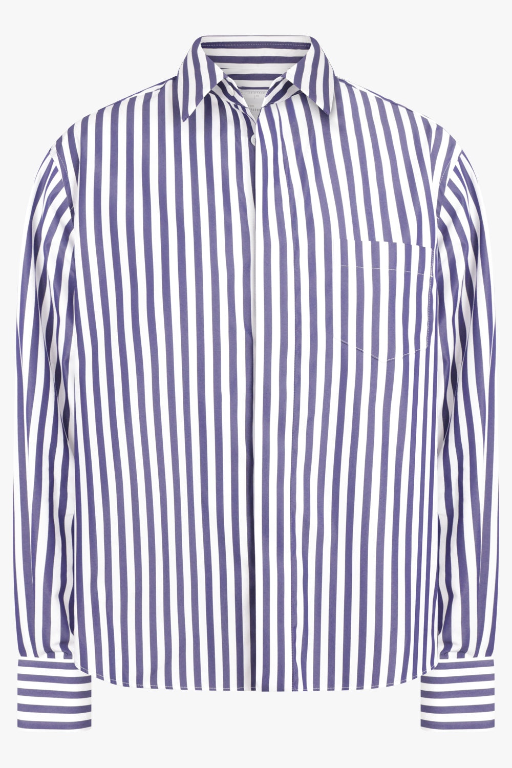 COTTON POPLIN X NYLON TWILL SHIRT | NAVY STRIPE - 1