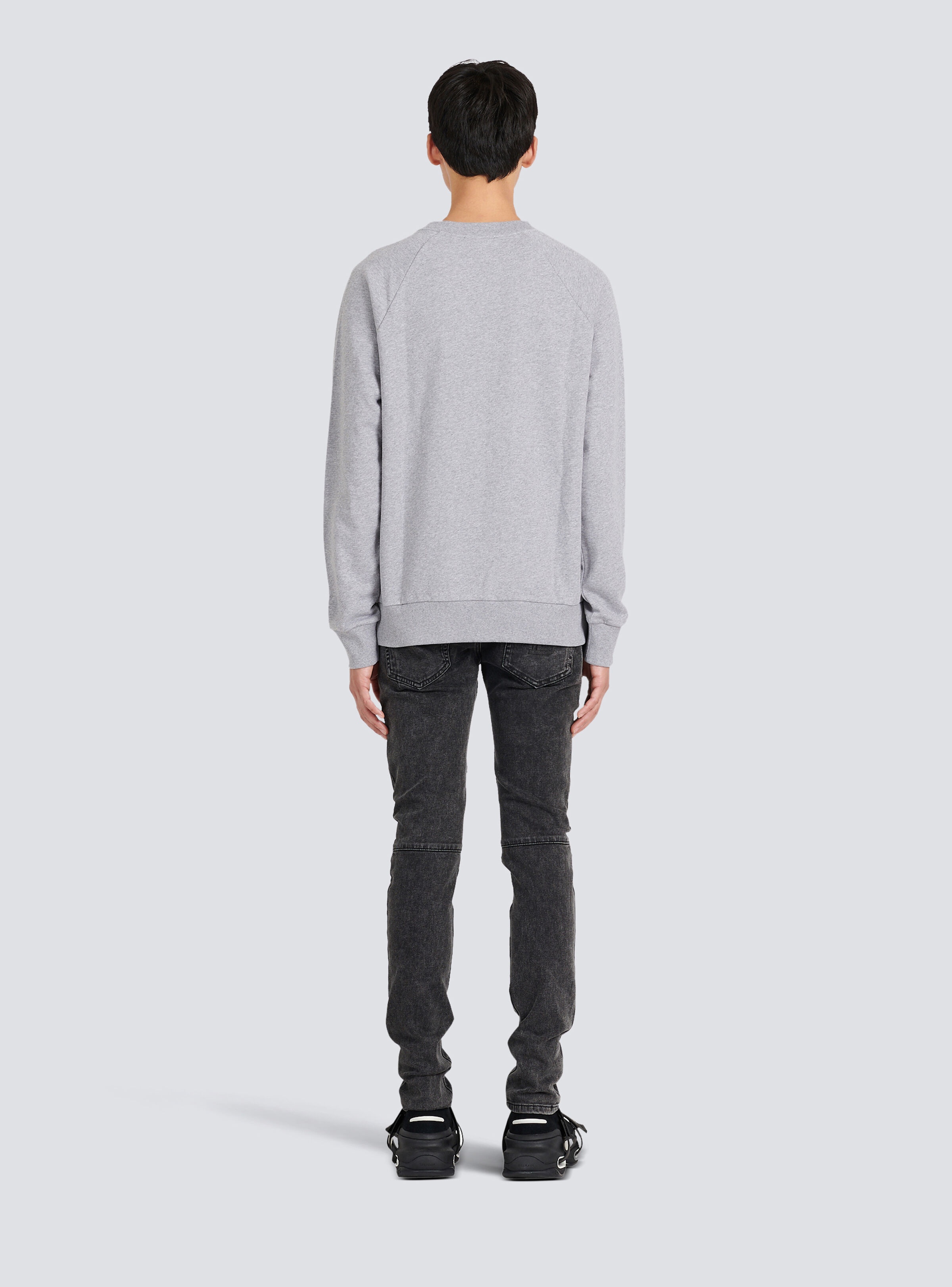 Cotton sweatshirt with embossed Balmain logo - 5