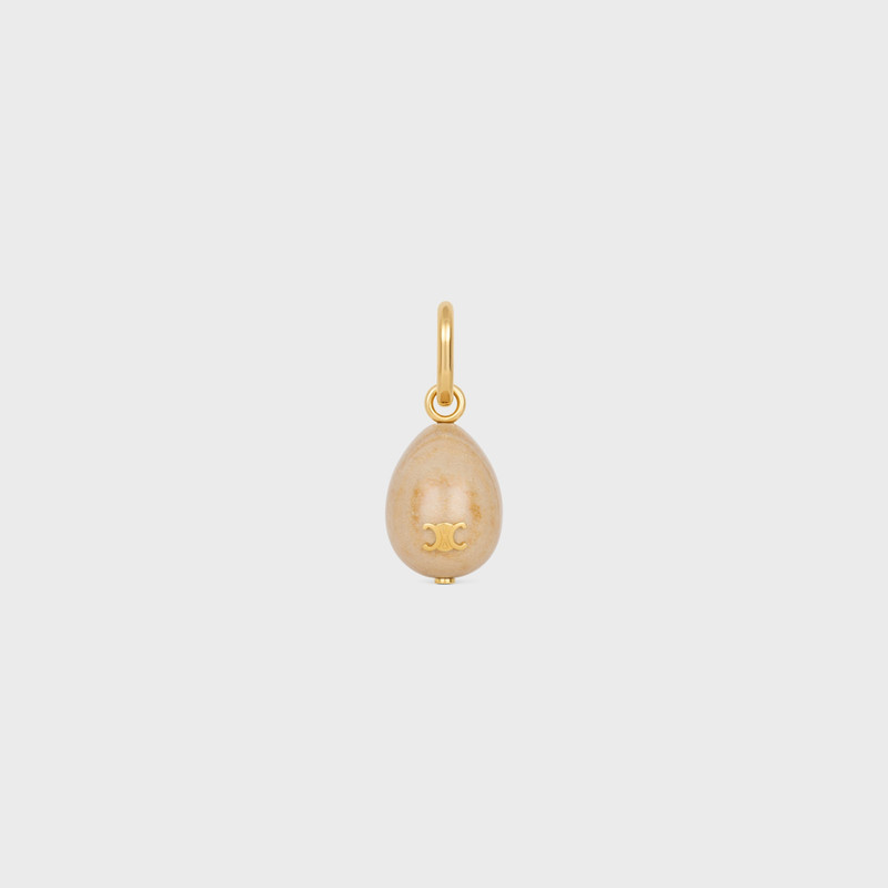 Celine Charms Stone Egg in Botticino and Brass with Gold Finish 1
