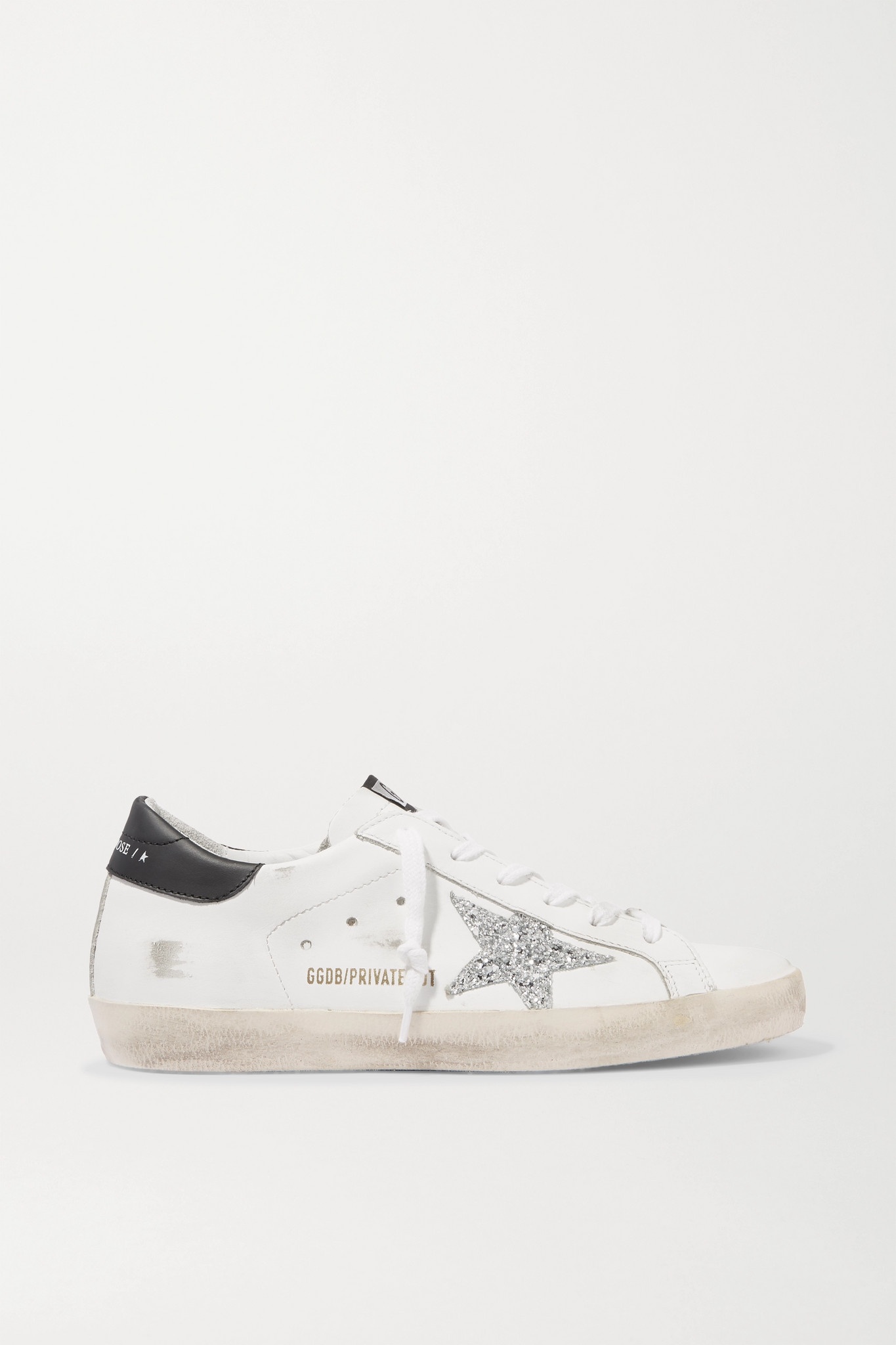 Superstar distressed glittered leather sneakers - 1