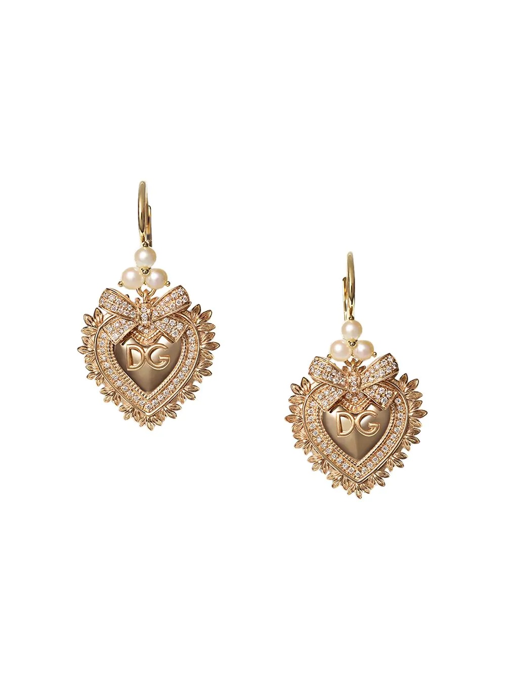 18kt yellow gold diamond Devotion earrings - 1