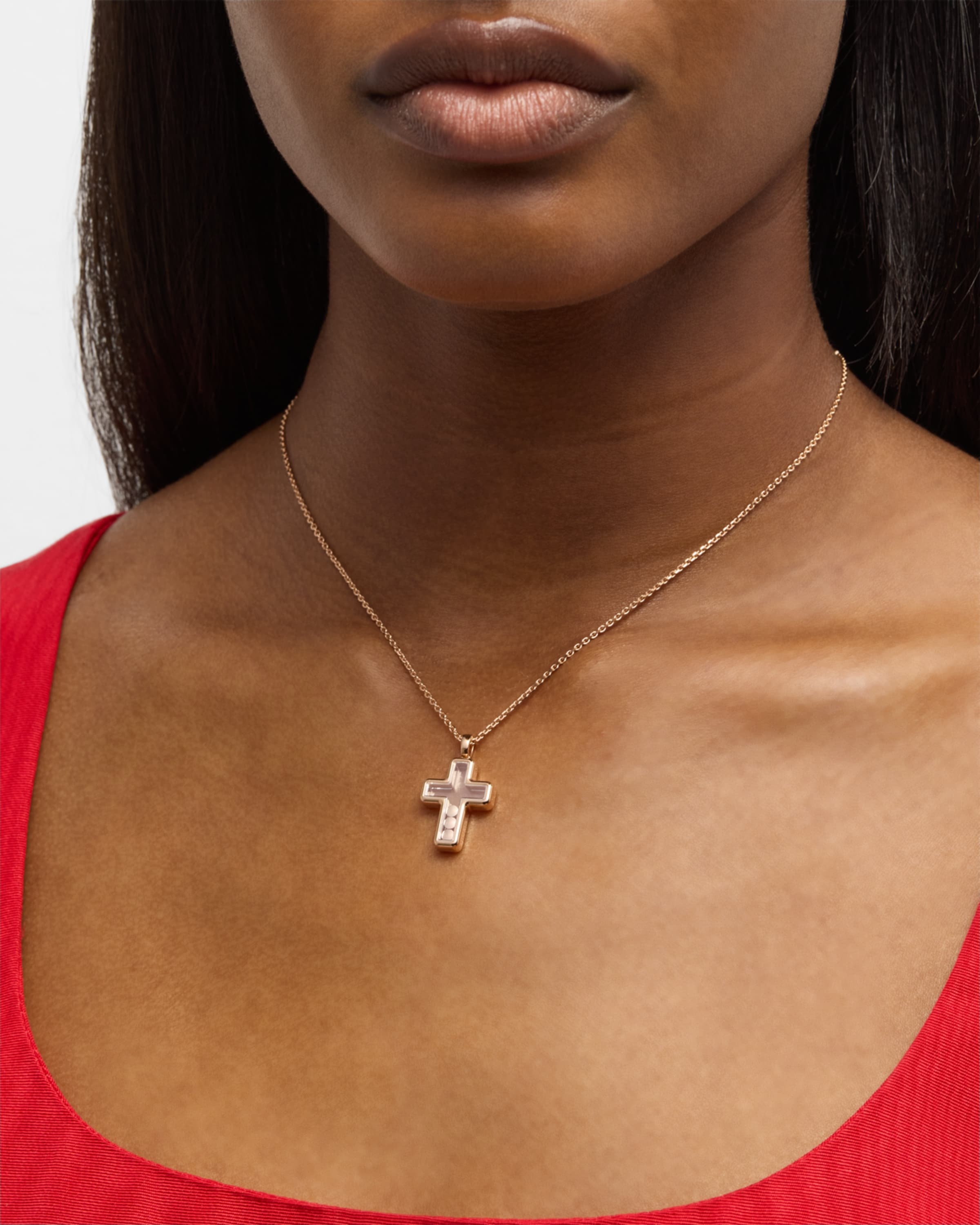 Happy Diamonds 18K Rose Gold Cross Pendant Necklace - 2