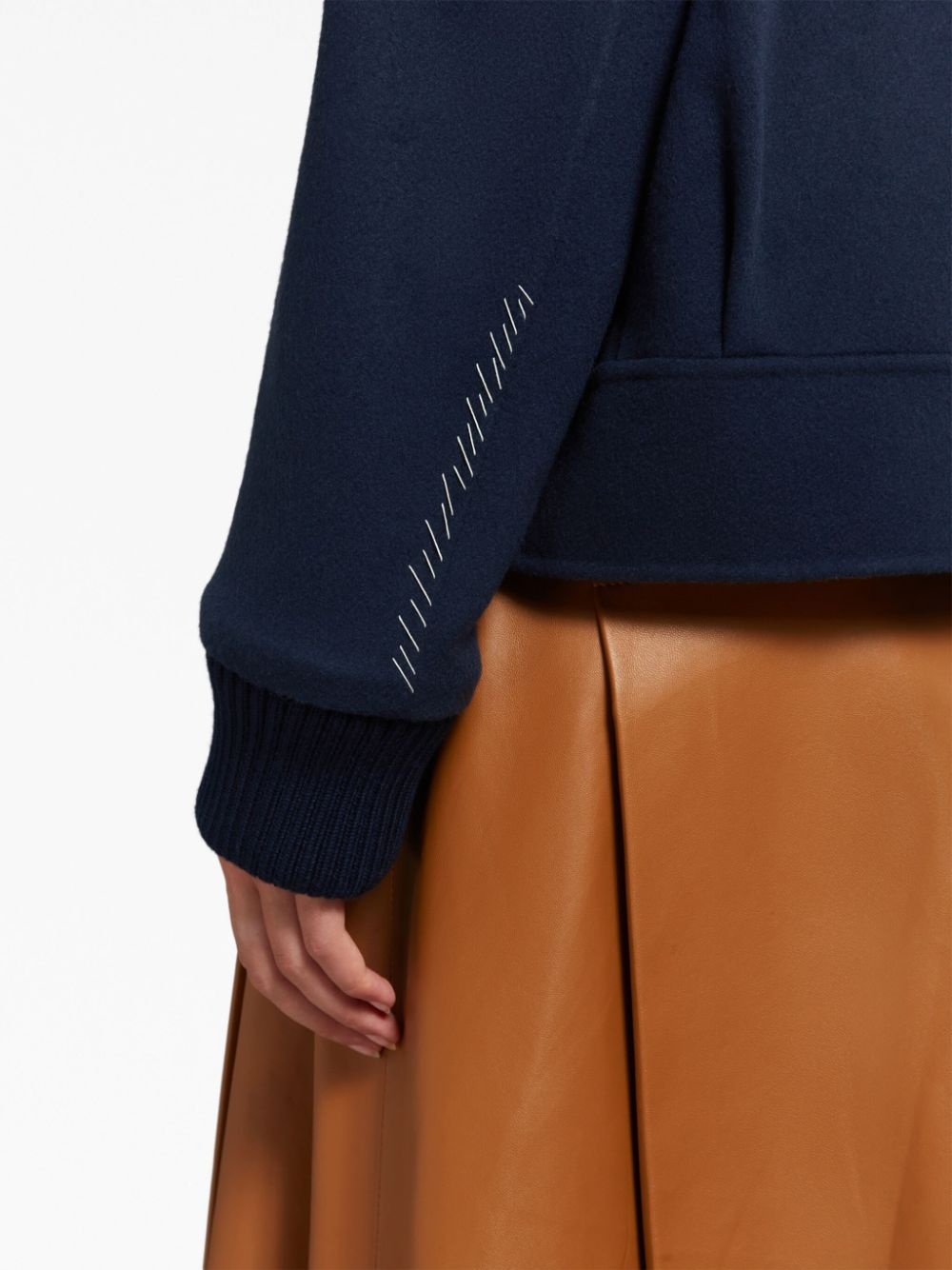 decorative-stitching wool-blend shirt jacket - 6