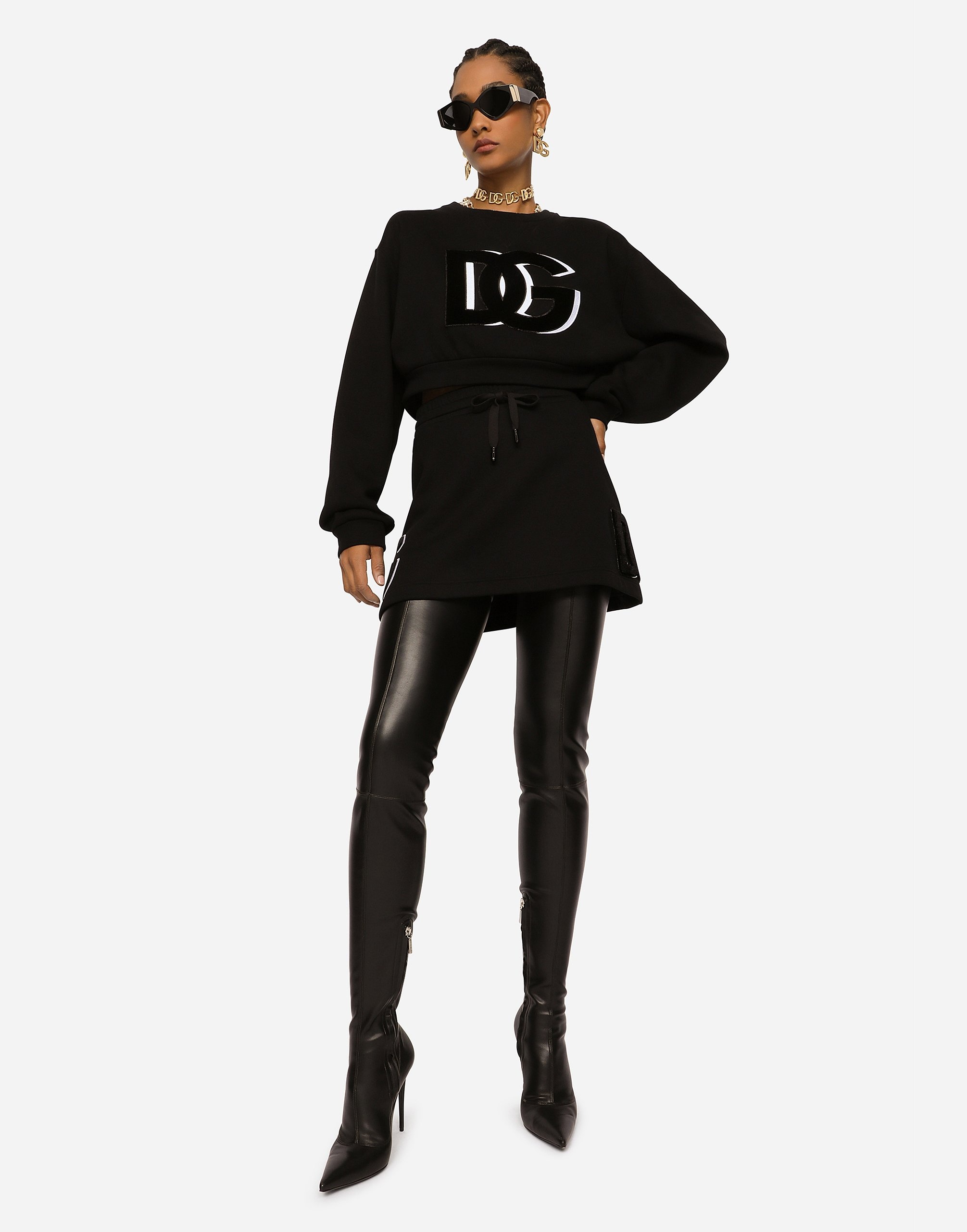 Jersey miniskirt with logo patch - 4