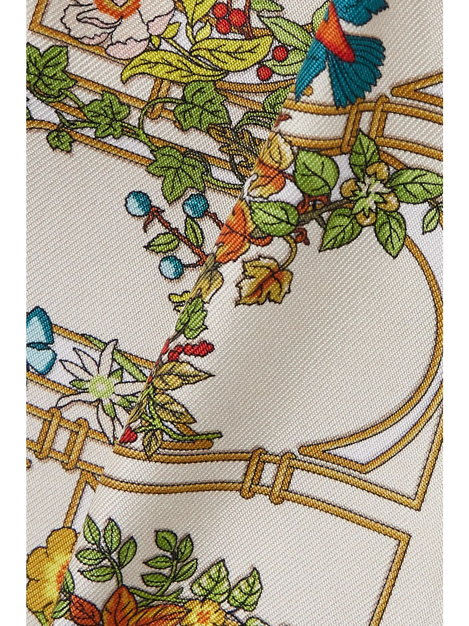 Printed silk-twill scarf Ivory - 3