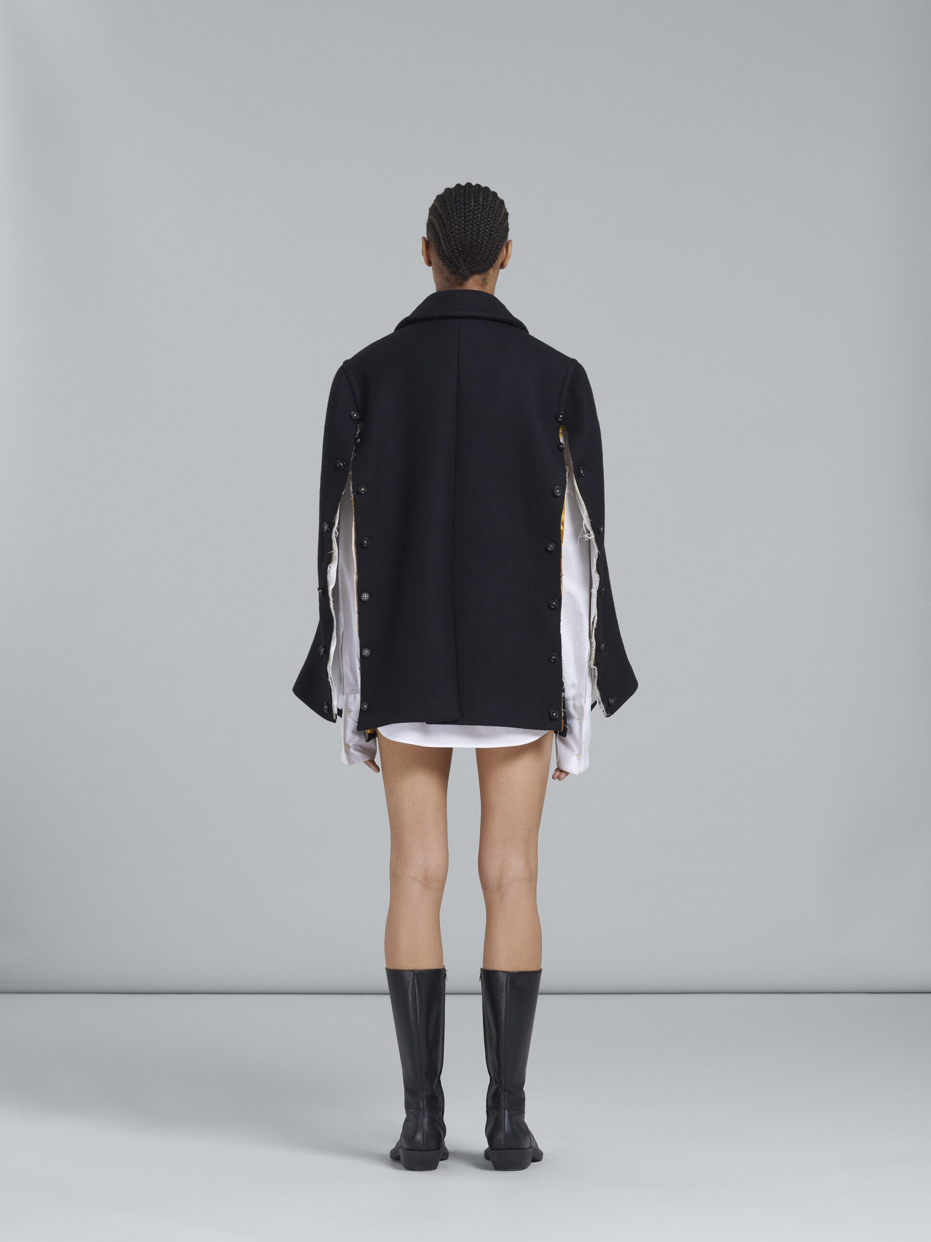 BLACK DOUBLE-BREASTED PEACOAT - 3