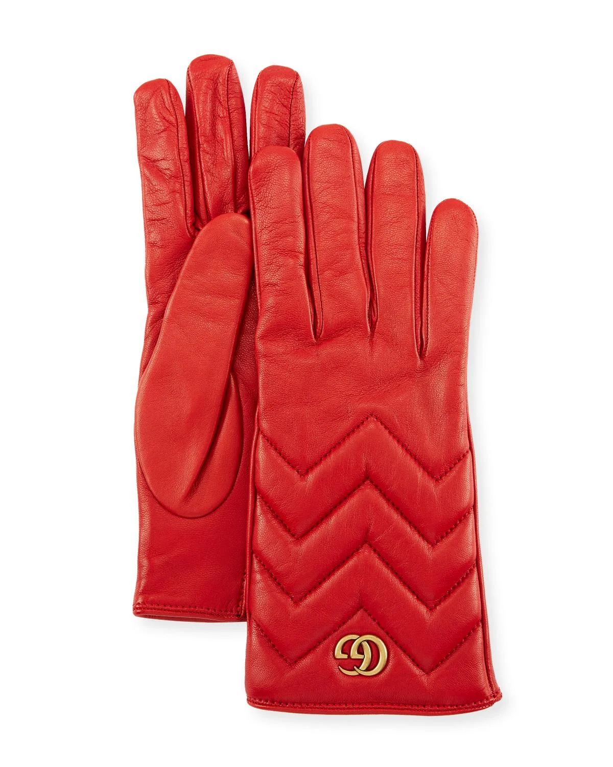GG Marmont Chevron Leather Gloves - 1