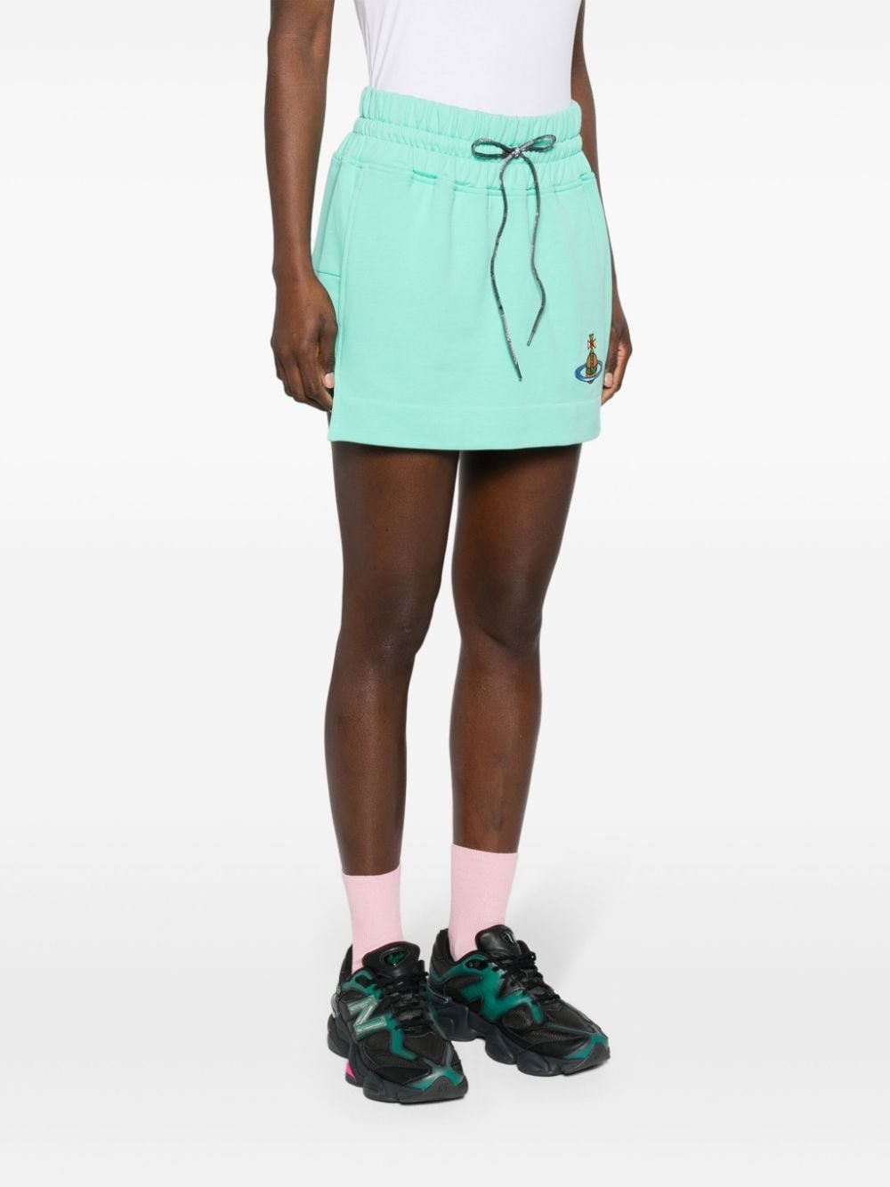 Orb-embroidered cotton miniskirt - 3