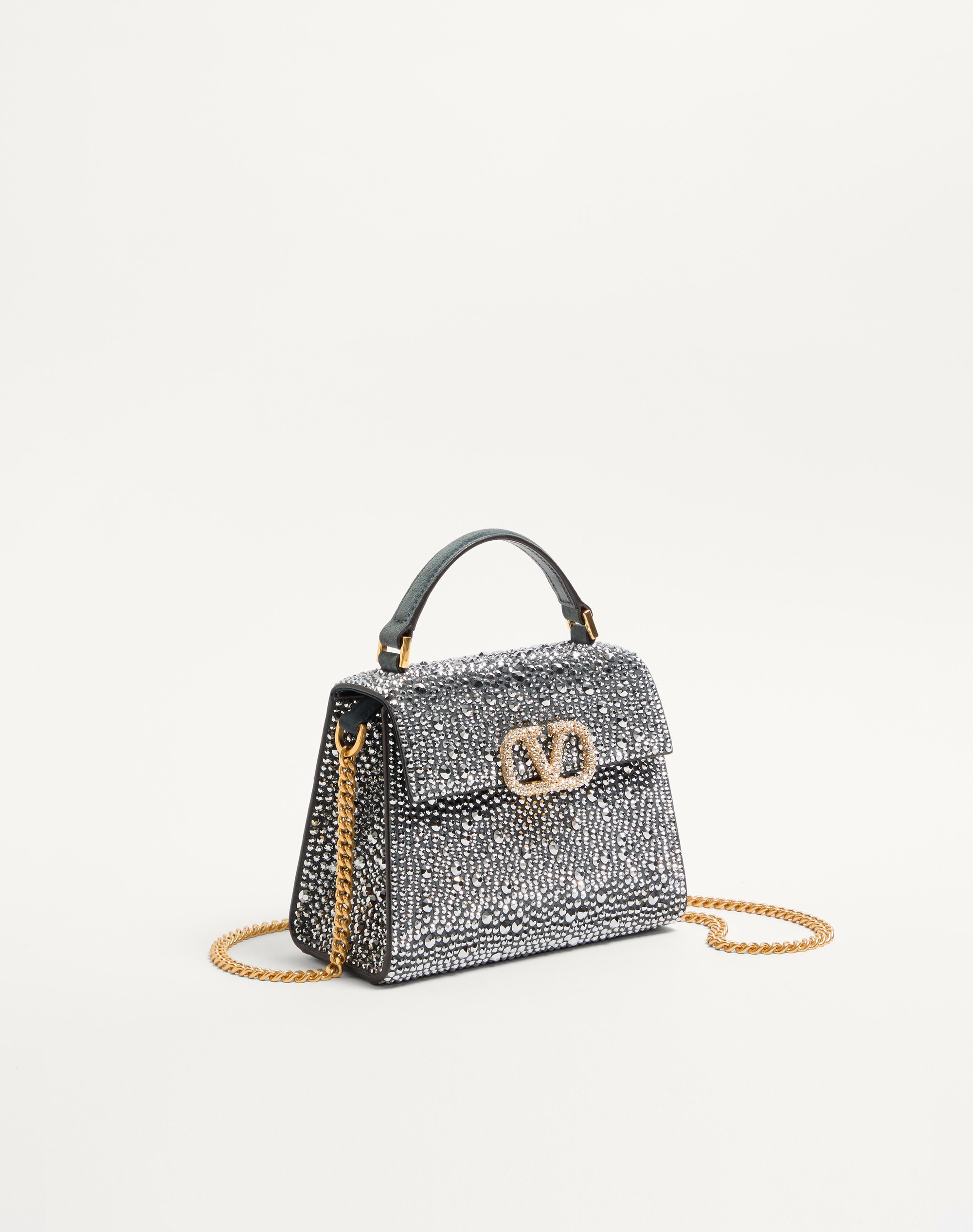 VALENTINO GARAVANI VSLING MINI HANDBAG WITH RHINESTONES AND JEWEL LOGO - 3