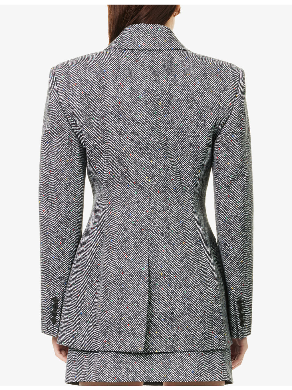 Herringbone-Print Notch-Lapels Cotton Jacket - 4