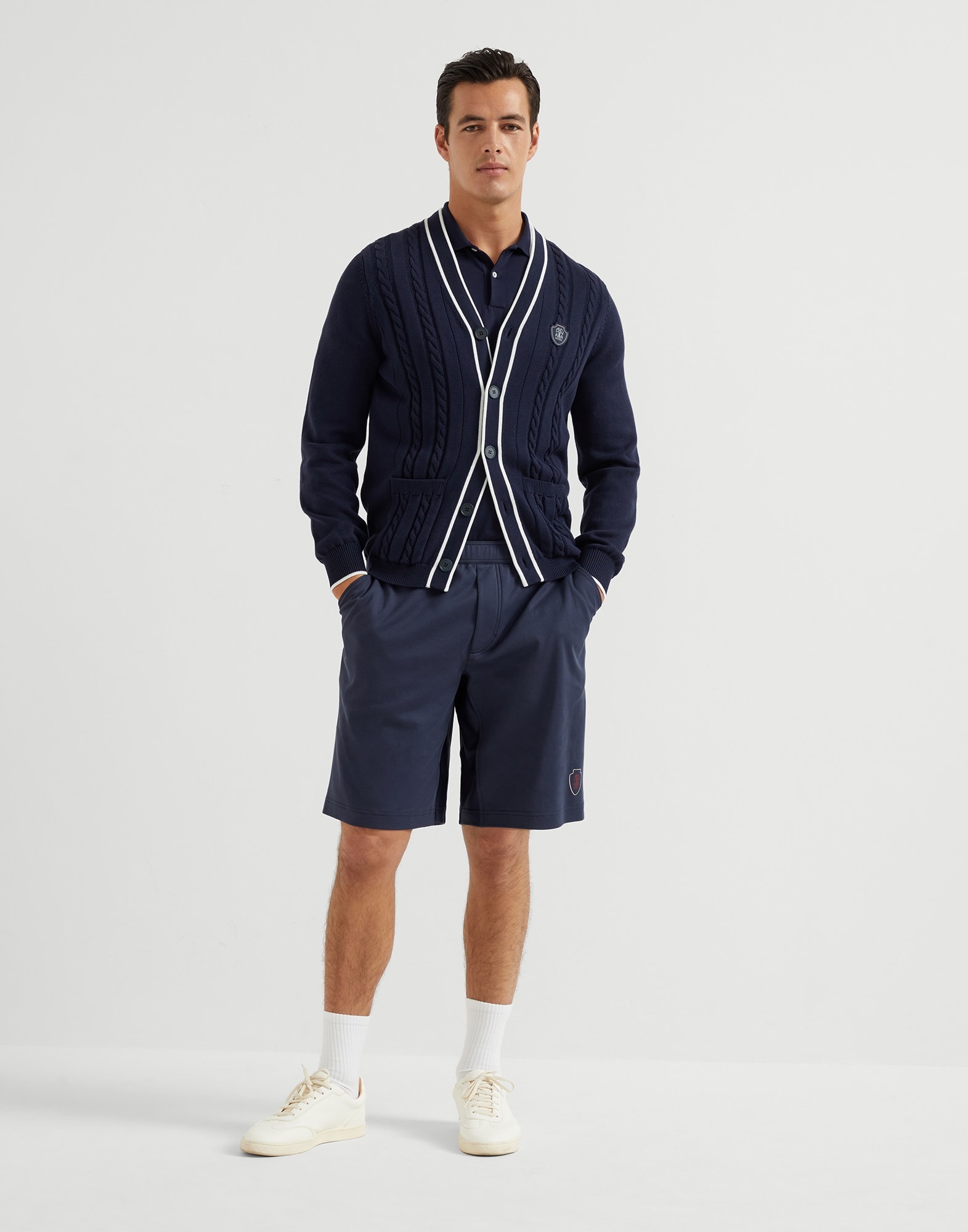 Cotton interlock shorts with logo - 4