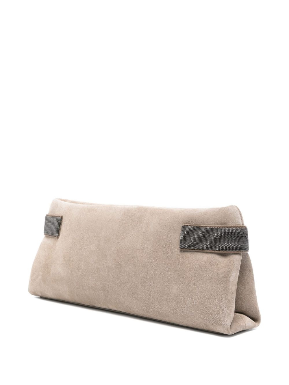 Monili-chain suede clutch bag - 3