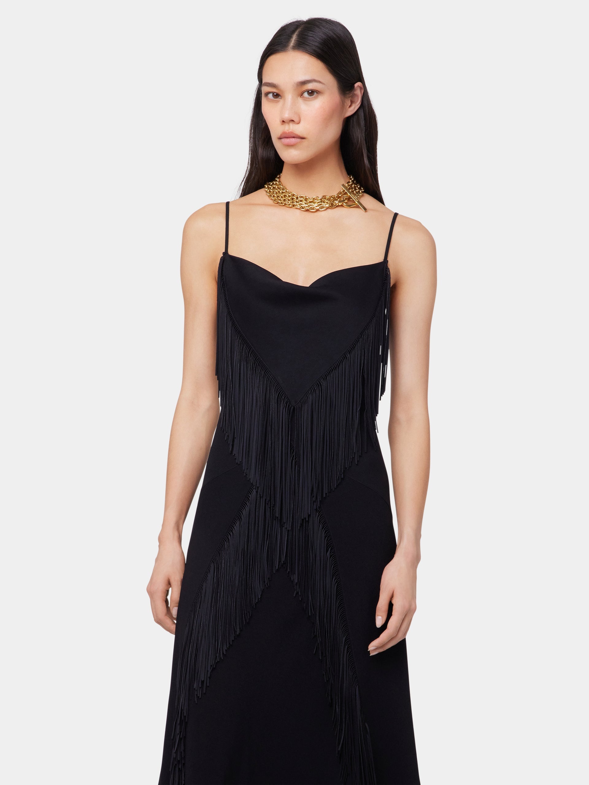 BLACK LONG DRESS IN CREPE - 3