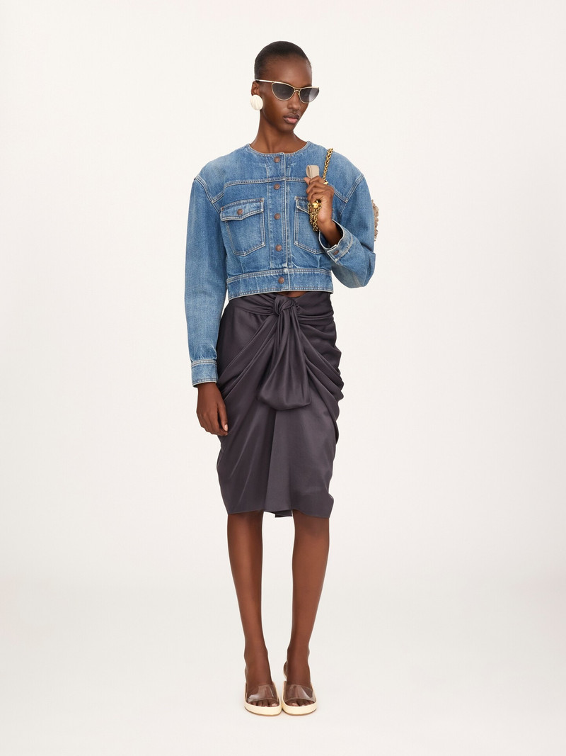 Chloé COLLARLESS CROPPED JACKET IN DENIM outlook