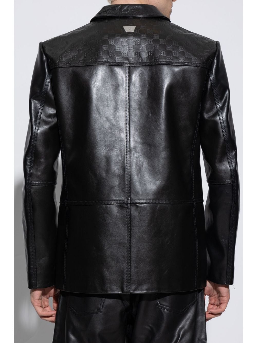 debossed monogram leather jacket - 4
