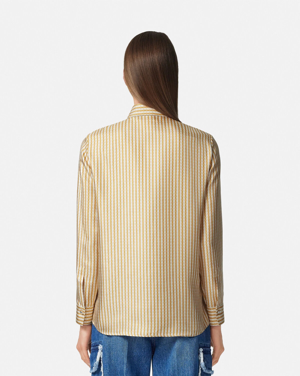 Pinstripe Chain Silk Shirt - 5