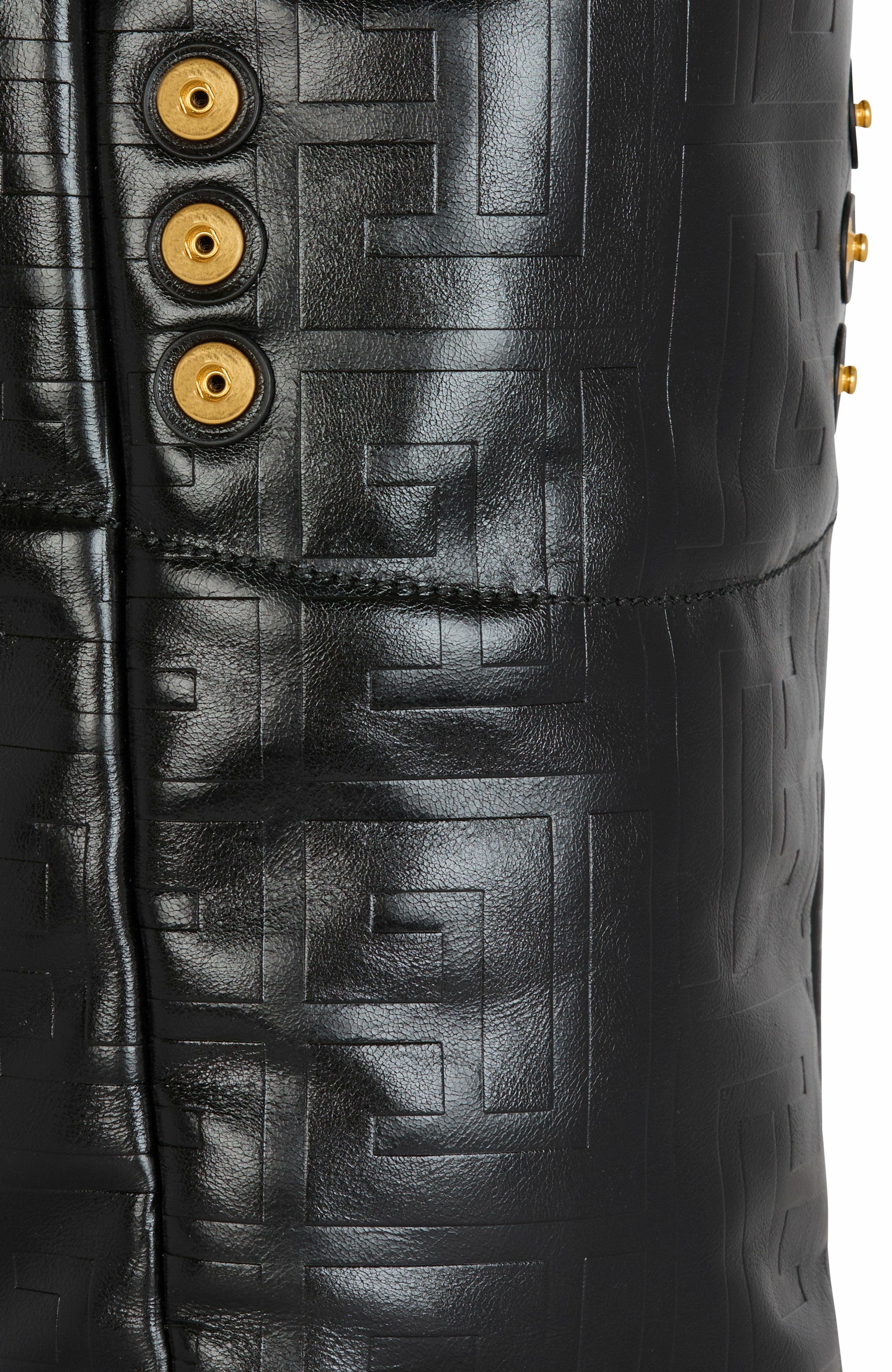 Balmain 1945 Soft PB-monogrammed crinkled leather tote bag in Black at Nordstrom - 6