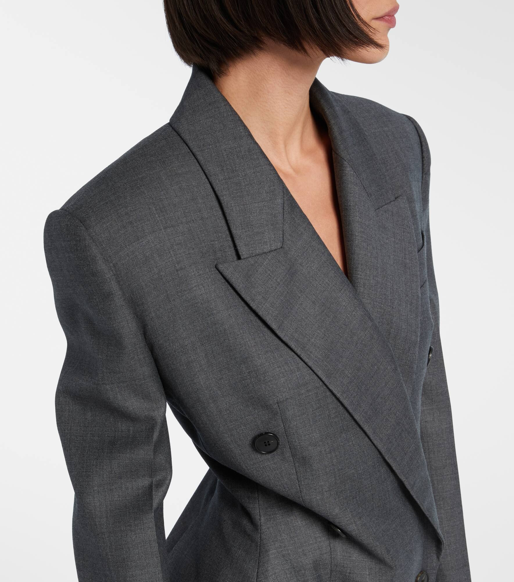 Double-breasted wool blazer - 4
