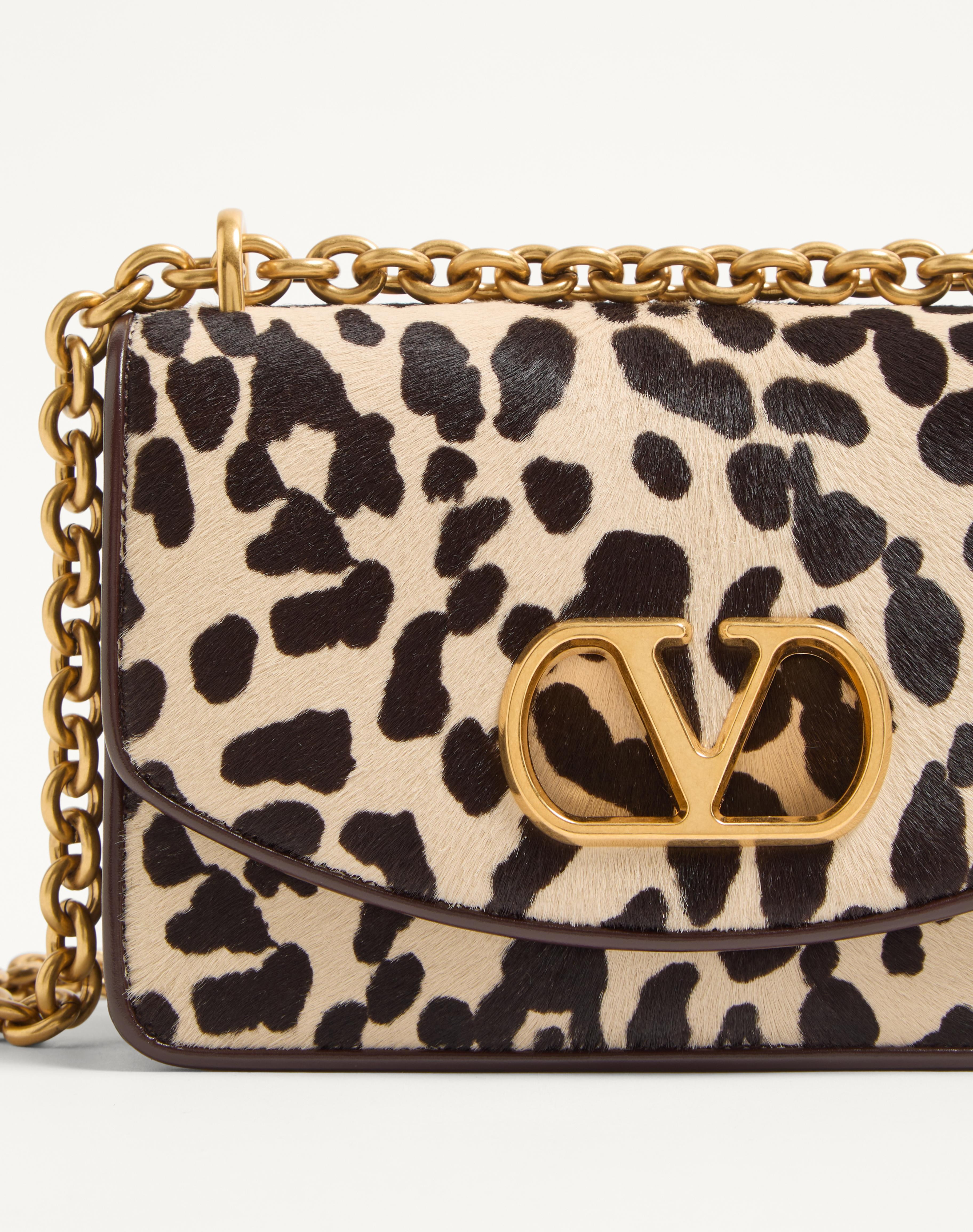 VALENTINO GARAVANI VAIN SMALL SHOULDER BAG IN PONY EFFECT CALFSKIN WITH ANIMALIER PRINT - 8