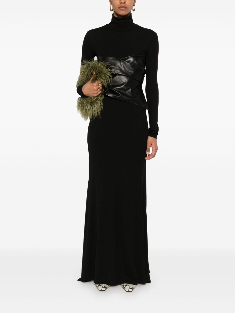 draped-panel roll-neck maxi dress - 2