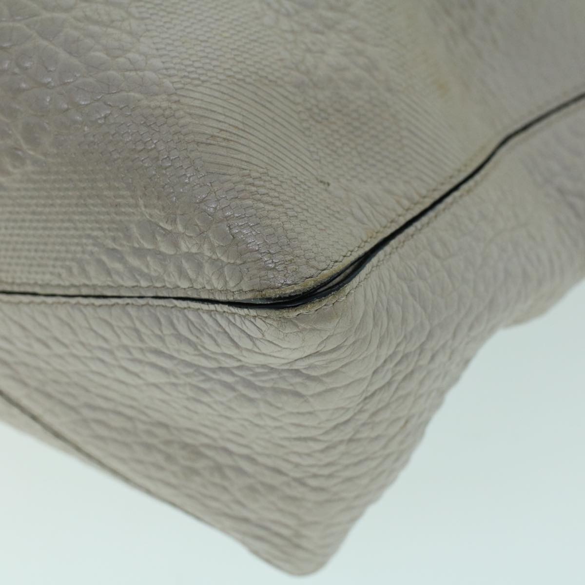 Burberry Tote Bag Leather Gray White - 15