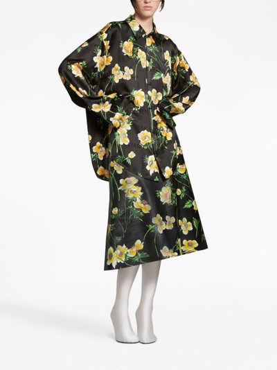 BALENCIAGA floral-print silk shirt outlook