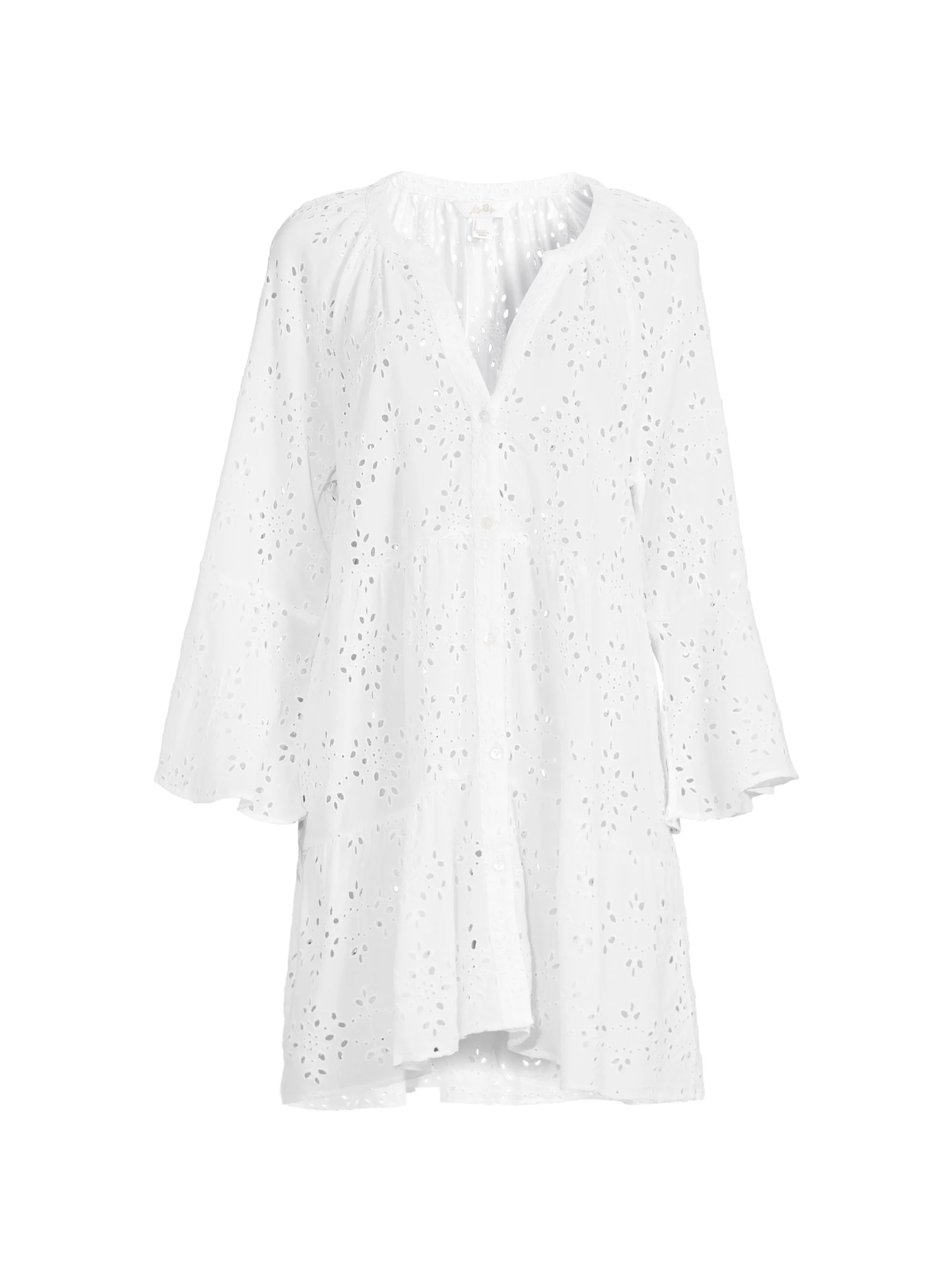 Women's Brailey Eyelet Cover-Up Shirt - Resort White Hideaway Rayon - 1