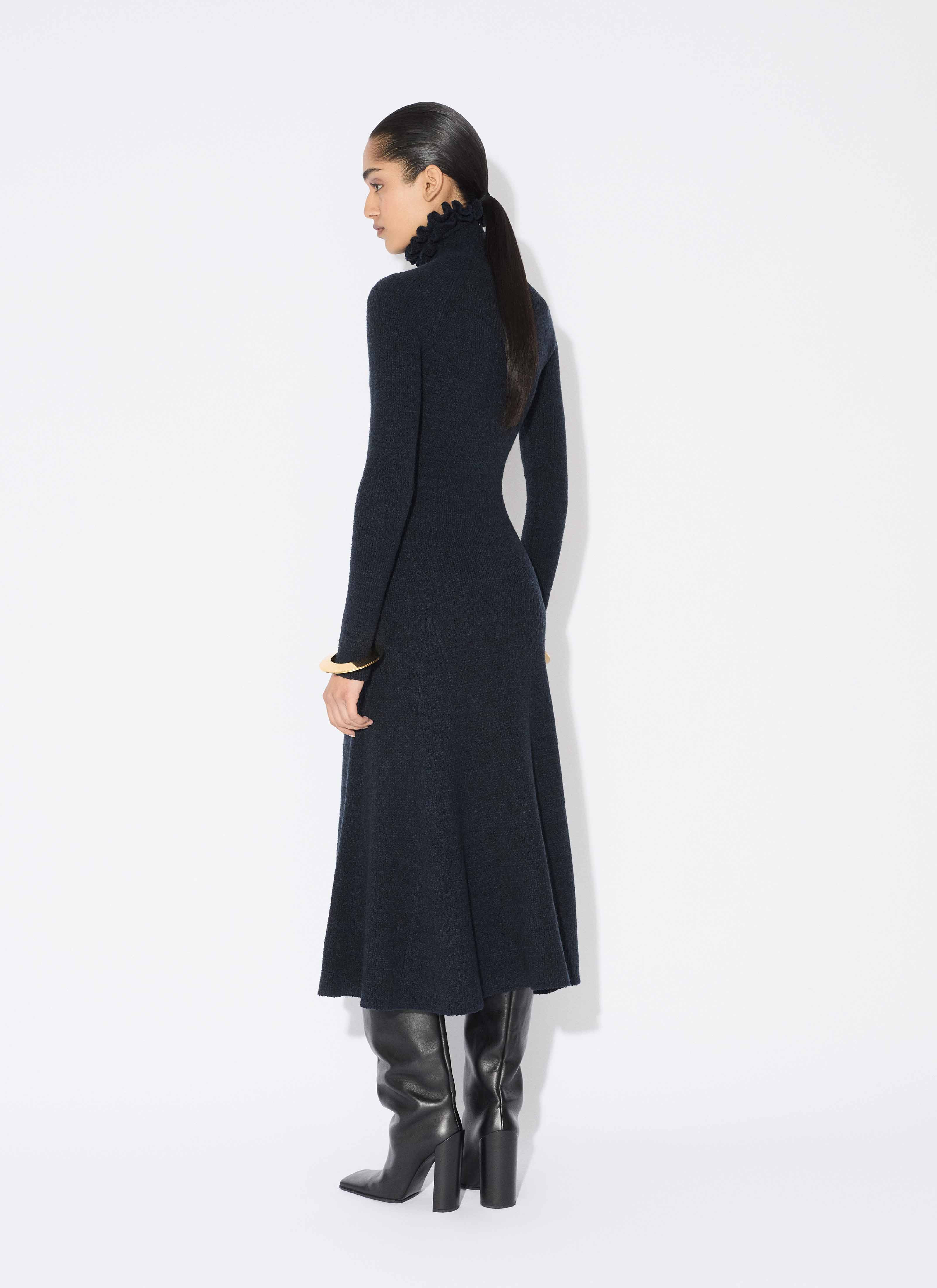 TWEED KNITTED HIGH-NECK DRESS - 3