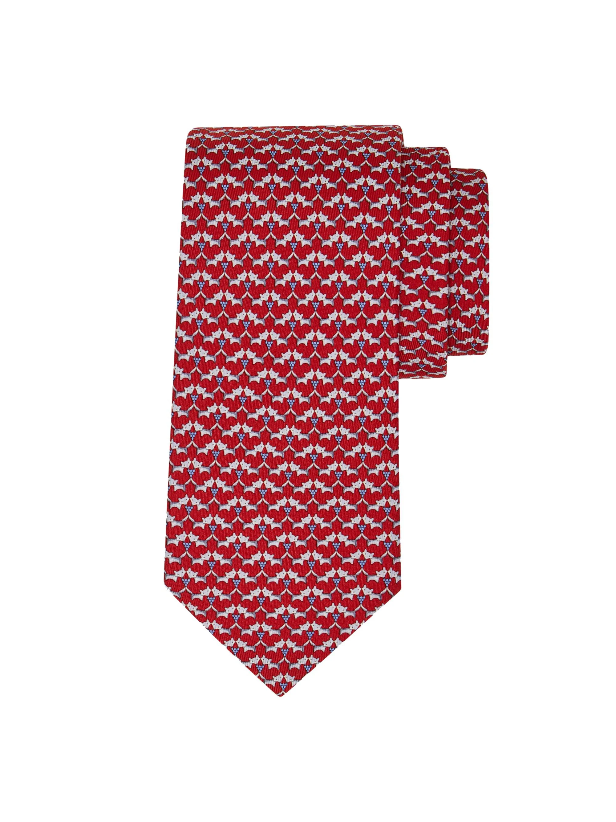 Men's Fox Print Silk Tie - Rosso - 1