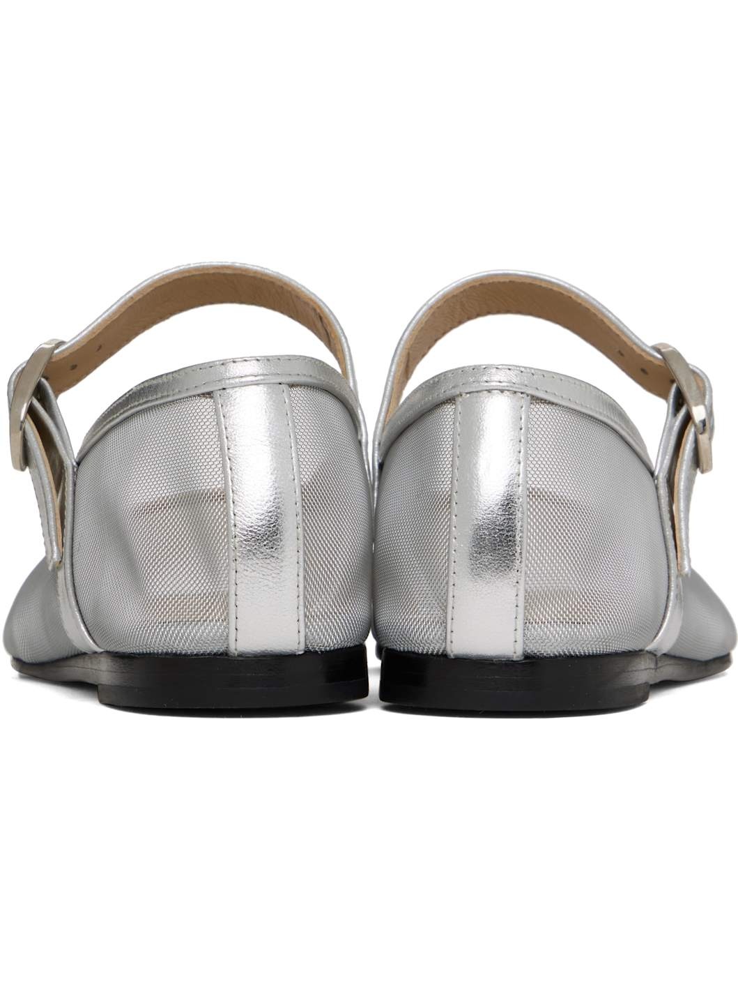 Silver Mesh Mary Jane Ballerina Flats - 2