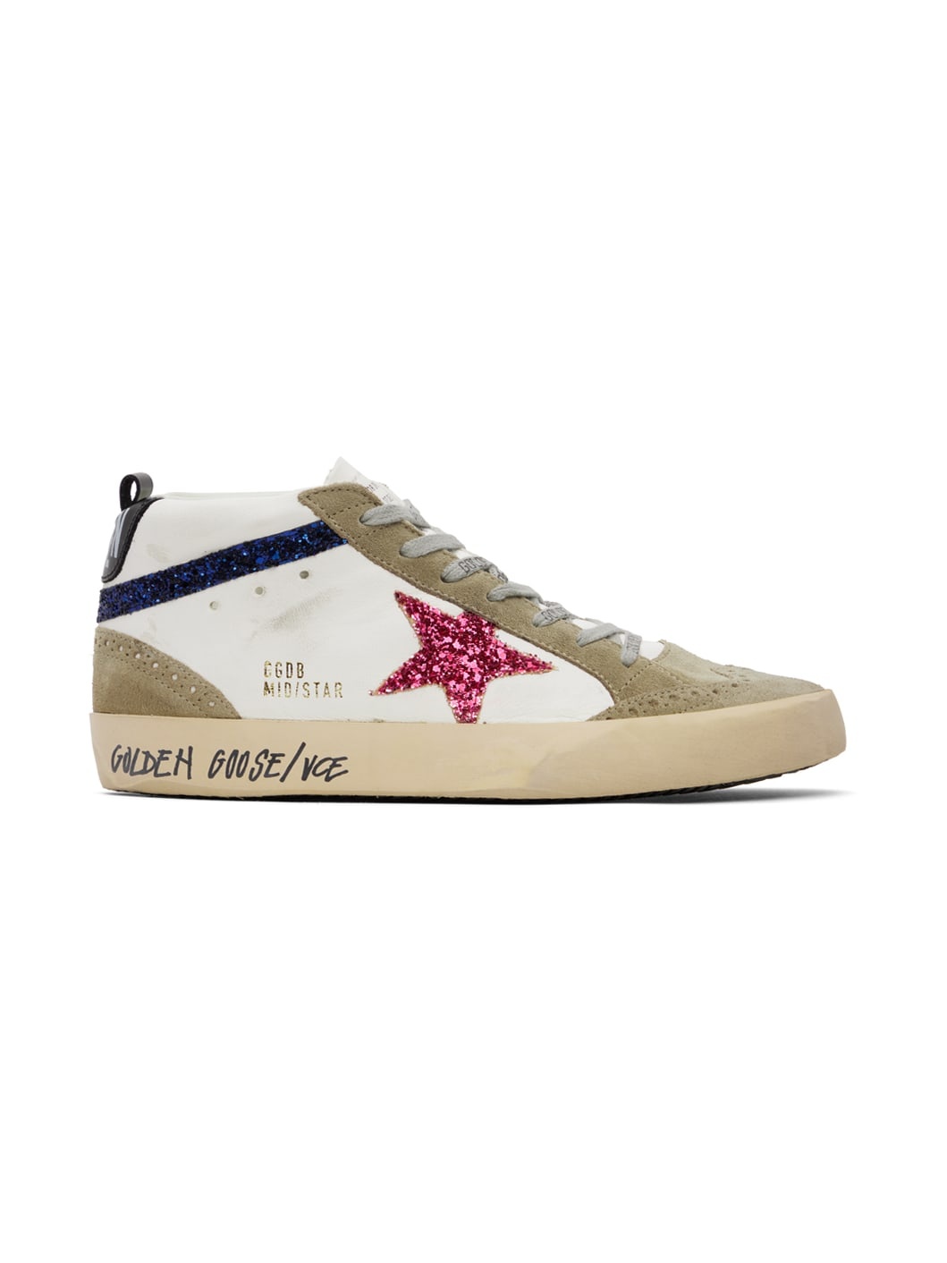 Taupe & White Mid Star Sneakers - 1