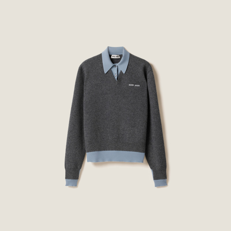 Cashmere and wool polo sweater 1