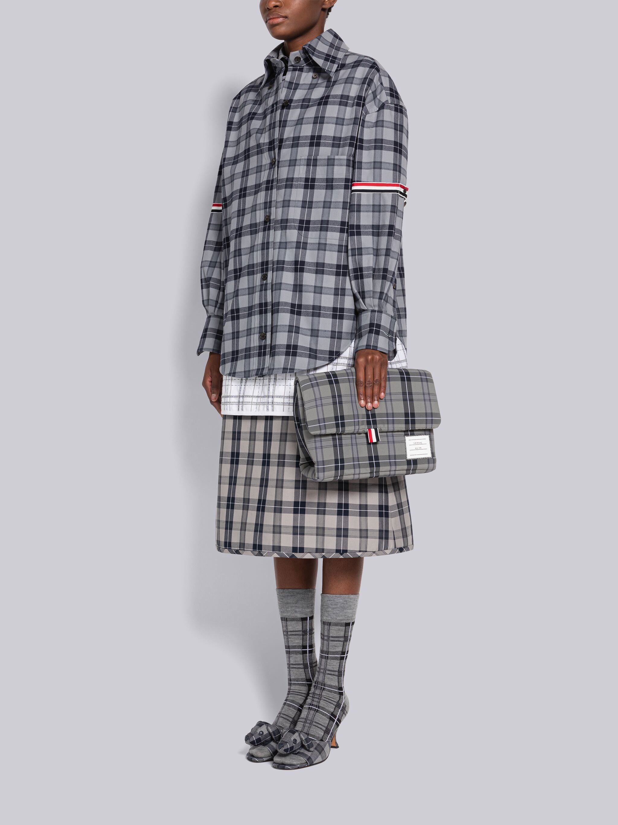 Tartan Nylon Canvas Puffer Clutch - 4