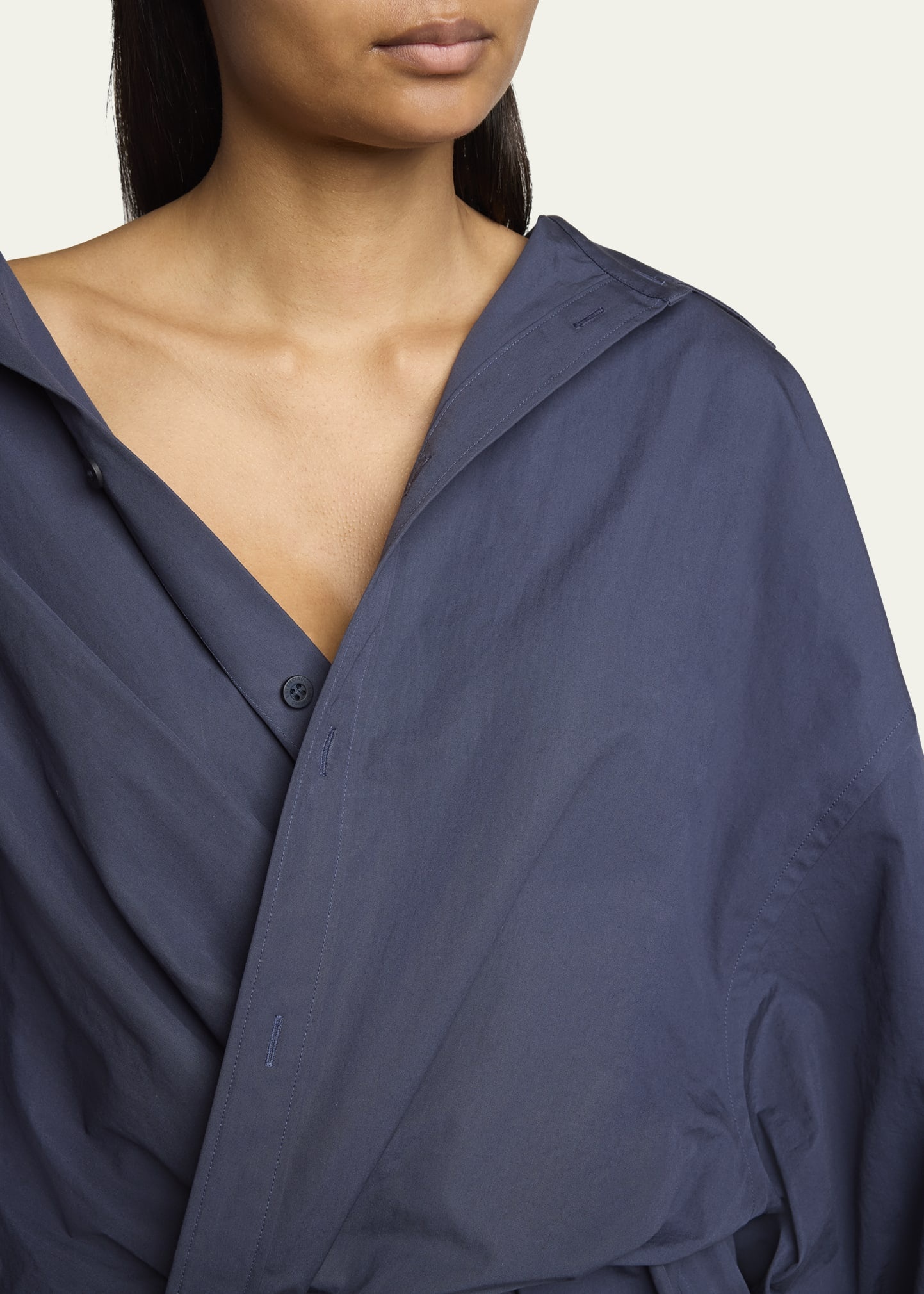 Mini Poplin Asymmetric Dress - 5