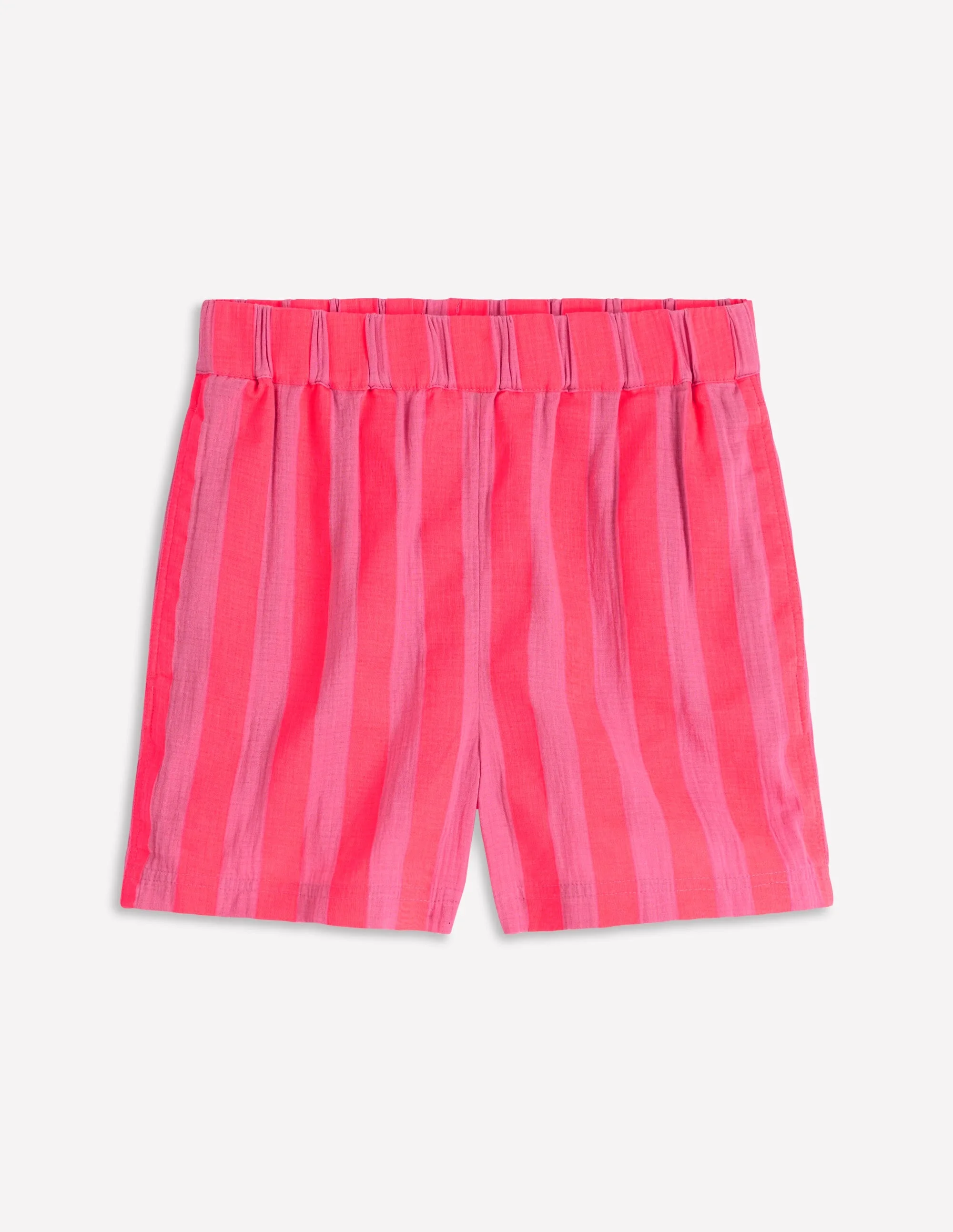 Pull-on Double Cloth Shorts-Neon Stripe - 1