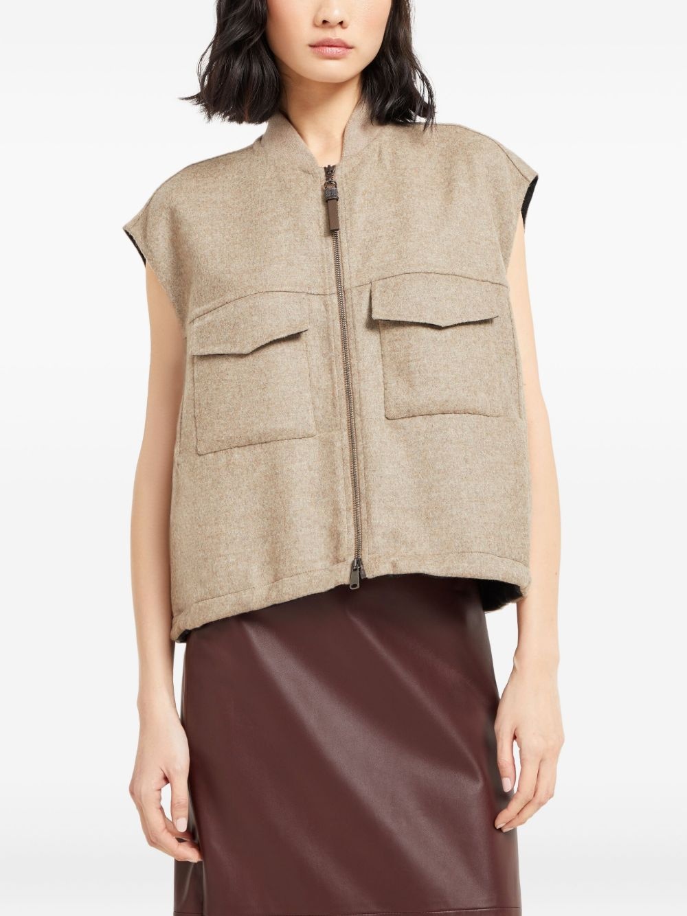 mélange-effect gilet - 3
