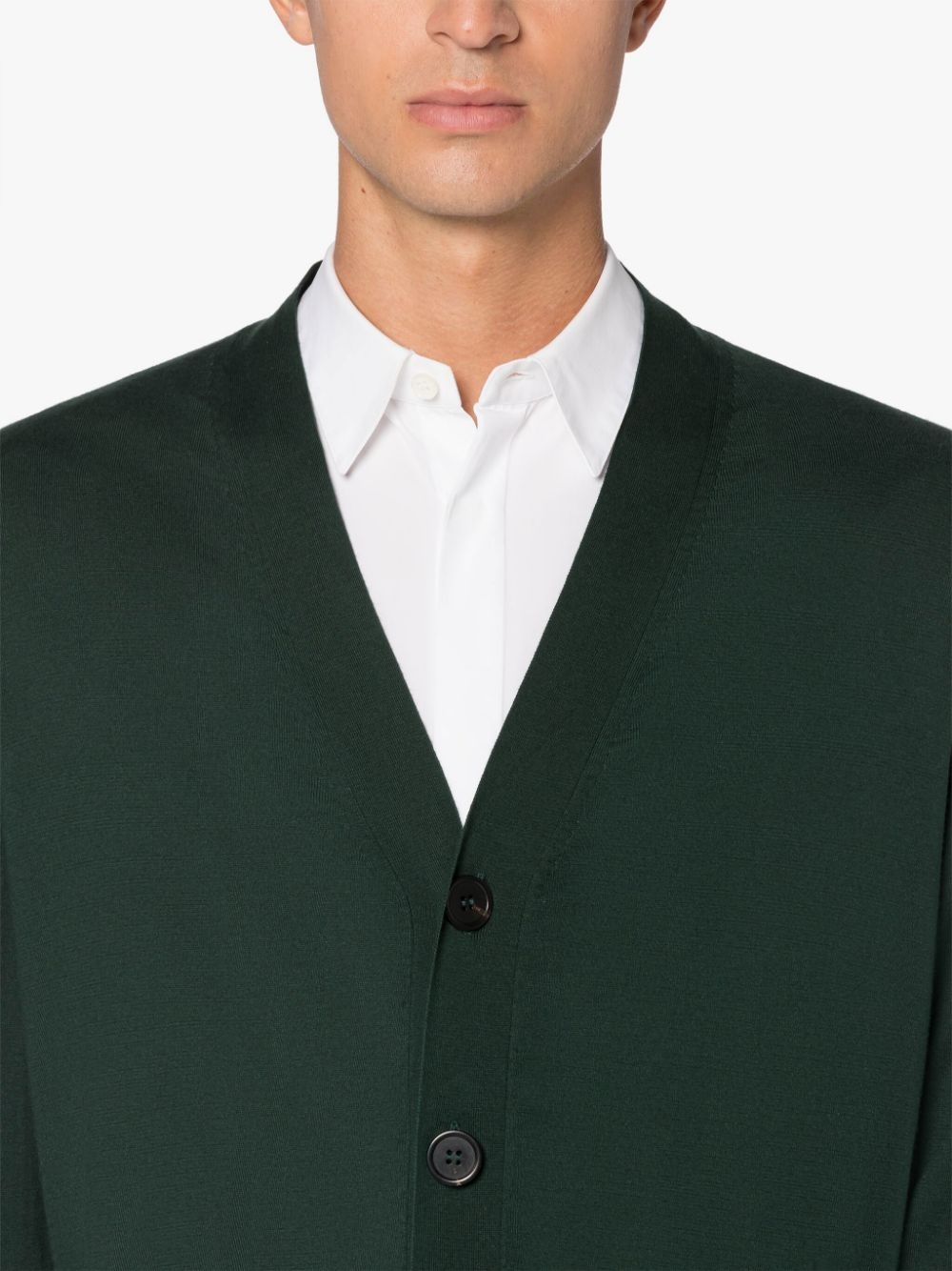 BOTTLE GREEN COTTON CARDIGAN - 5