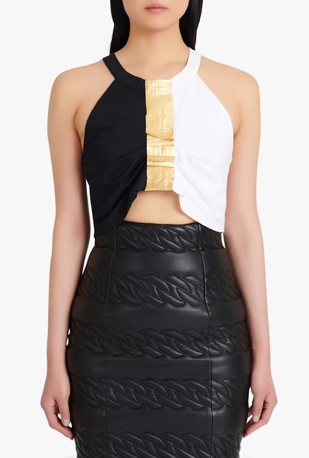 Mid-length quilted black leather skirt - 6