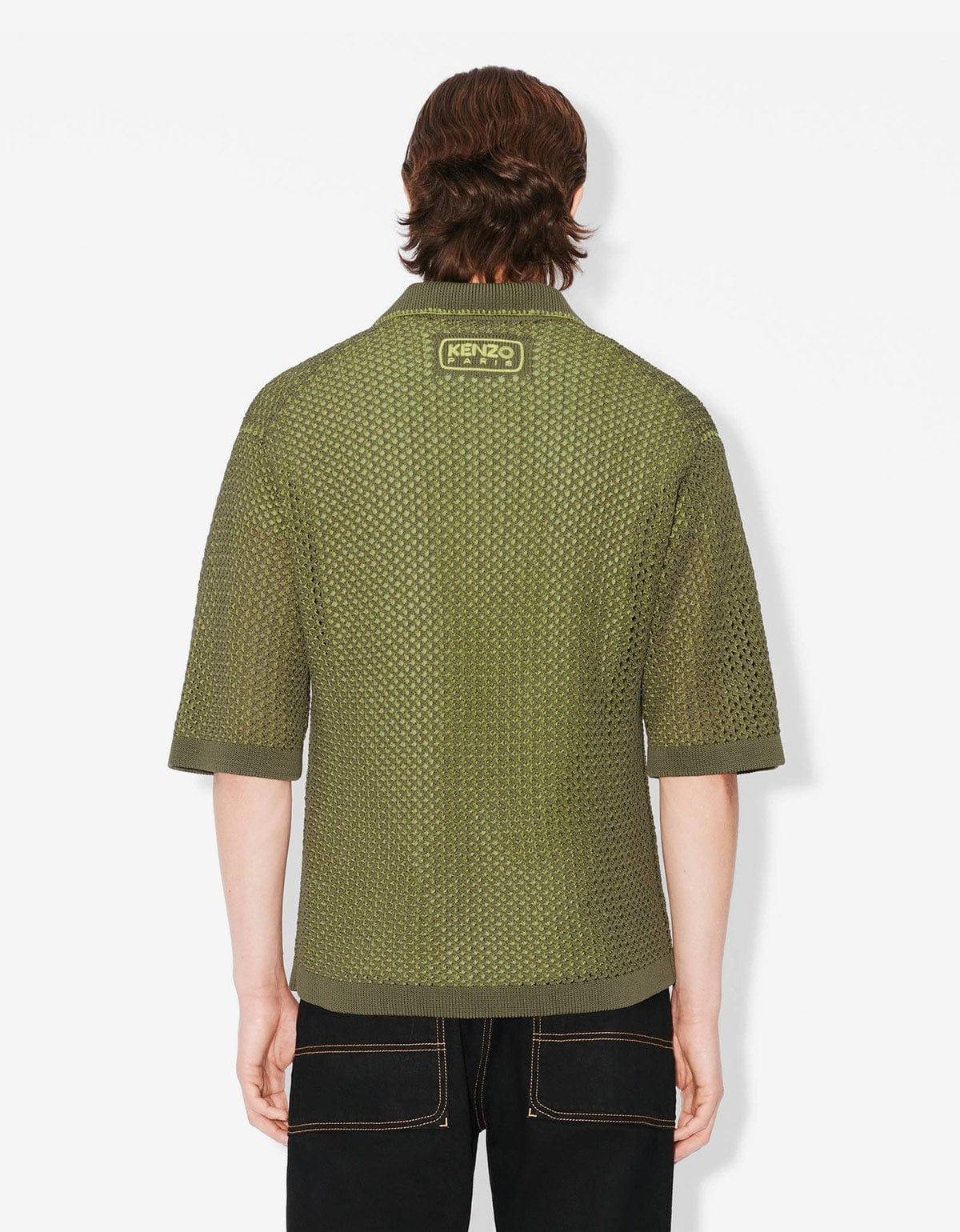 Kenzo Green Oversized Embroidered Knitted Polo Shirt - 4