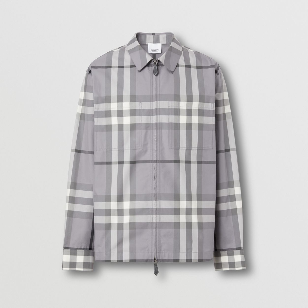 Check Cotton Zip-front Shirt - 1