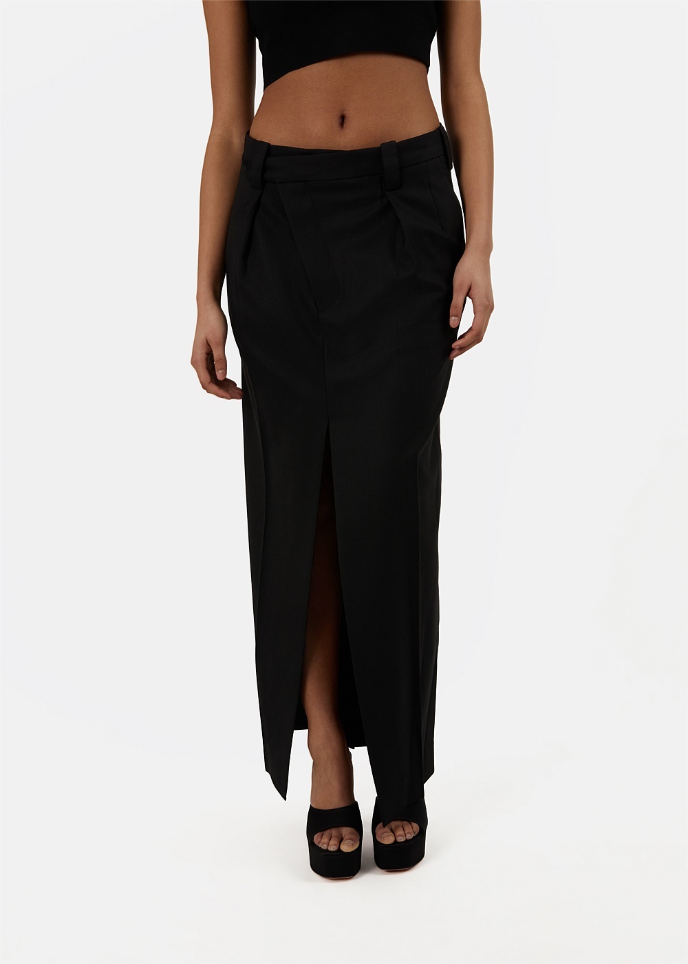 Black Tailored Skirt - 3