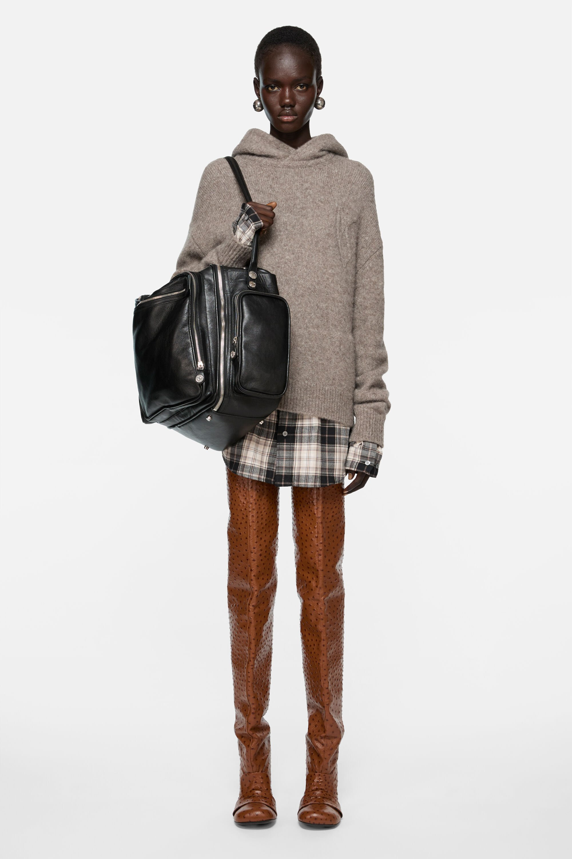 Layered wool hoodie - Beige melange - 2