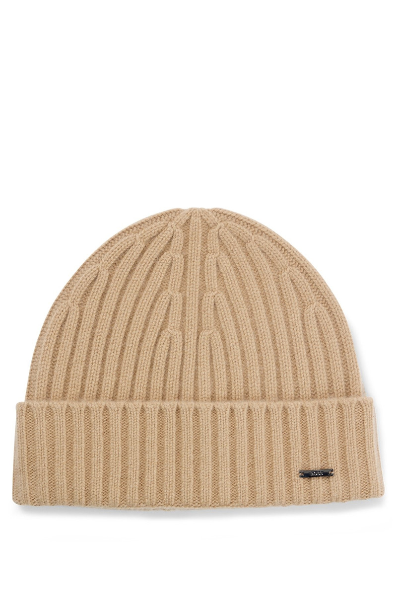 RIBBED BEANIE HAT IN CASHMERE 1