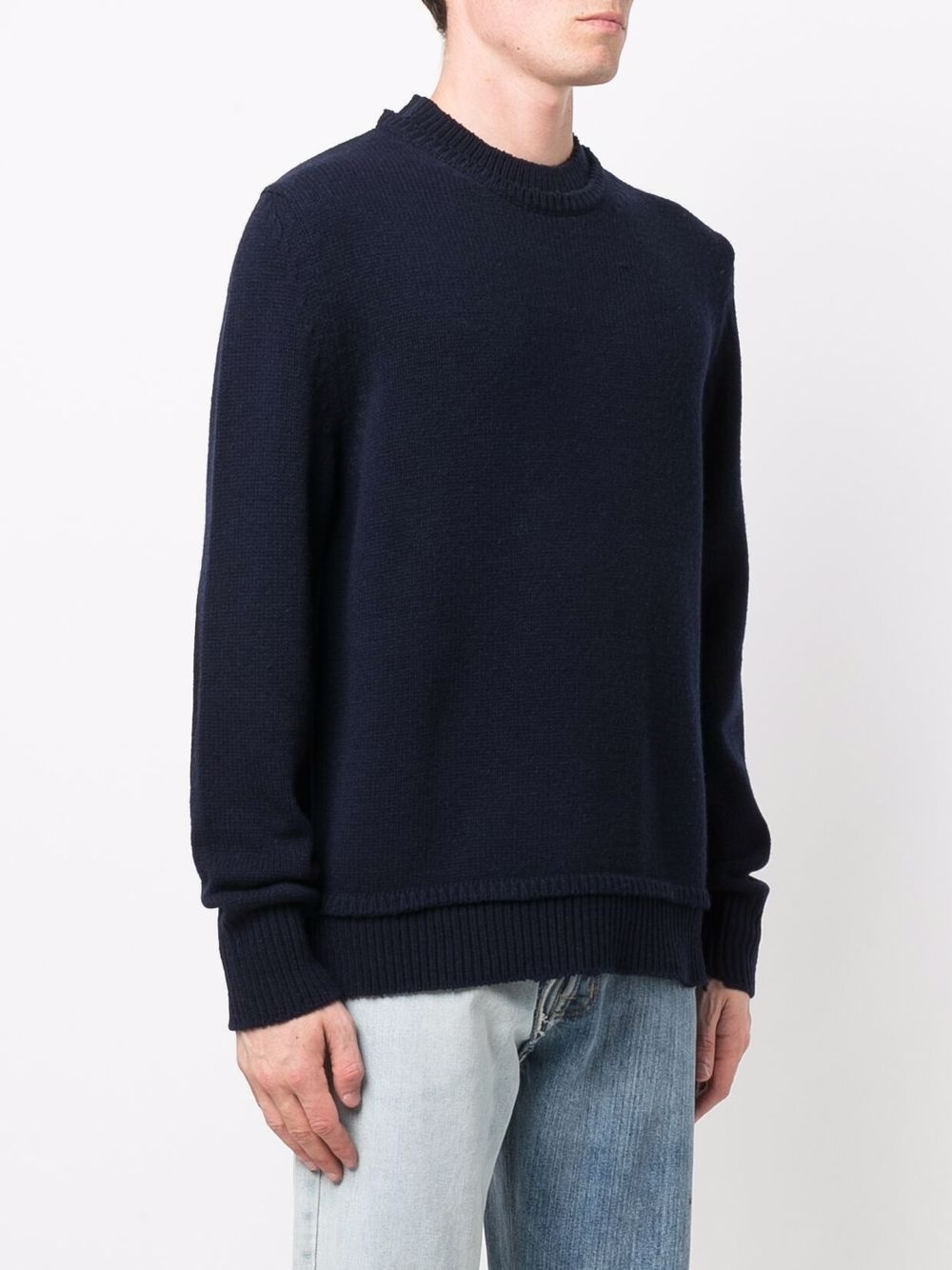 layered-collar elbow-patch distressed jumper - 3