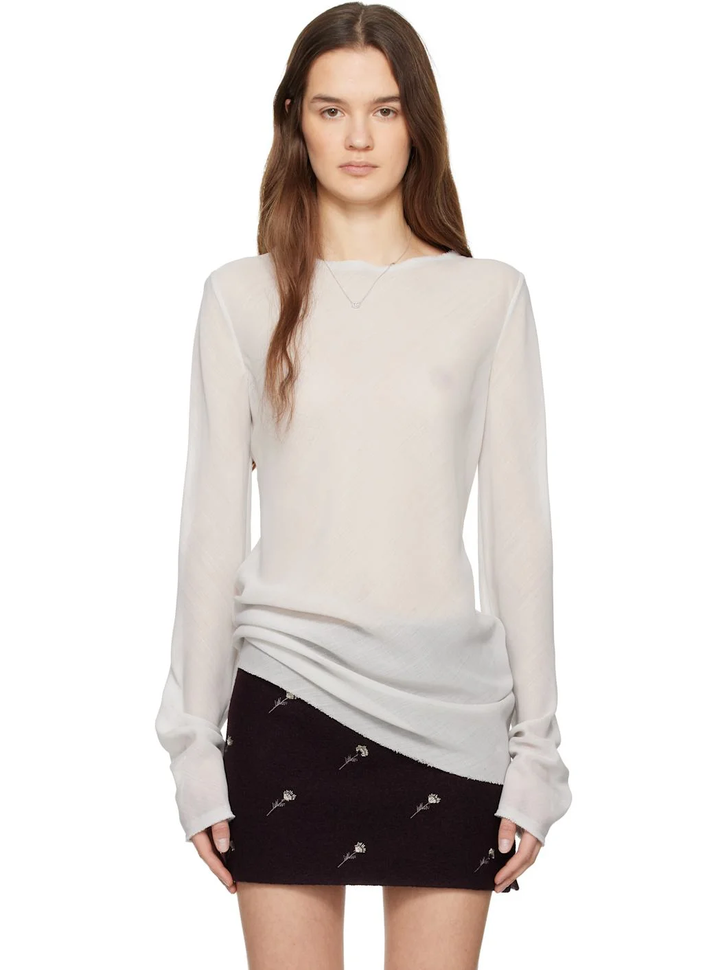 Gray Wool Gauze Blouse - 1