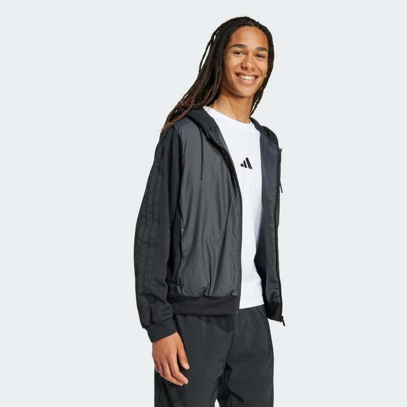 Essentials CLIMAWARM 3-Stripes Insulated Hooded Hybrid Jacket 4