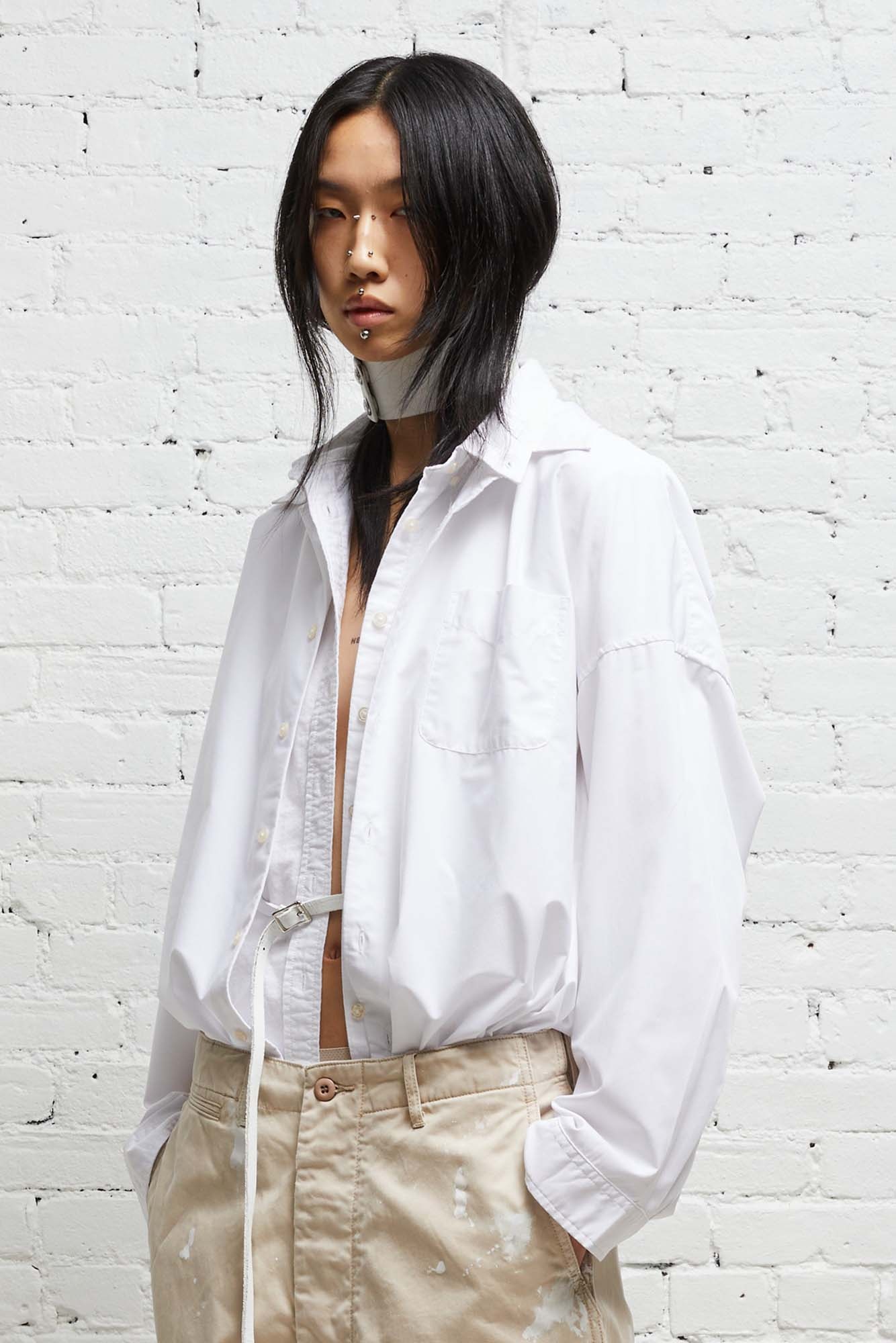 LONG SLEEVE BUTTON-UP - WHITE - 2