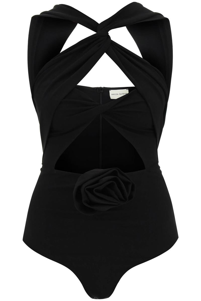 Magda Butrym CUT-OUT BODYSUIT WITH ROSE APPLIQUE - 1